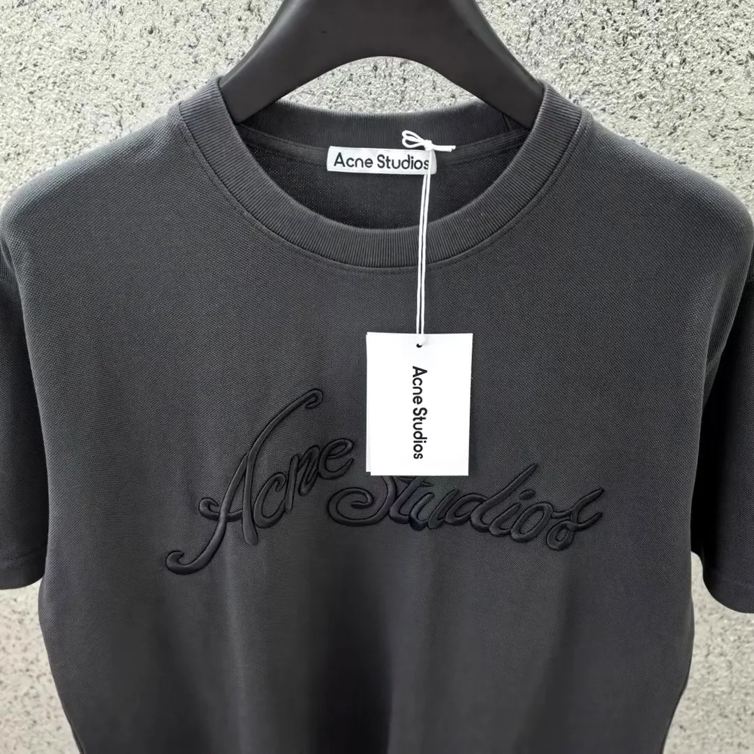 Acne Studios Embroidered Logo T-Shirt (Black) — 보기 3