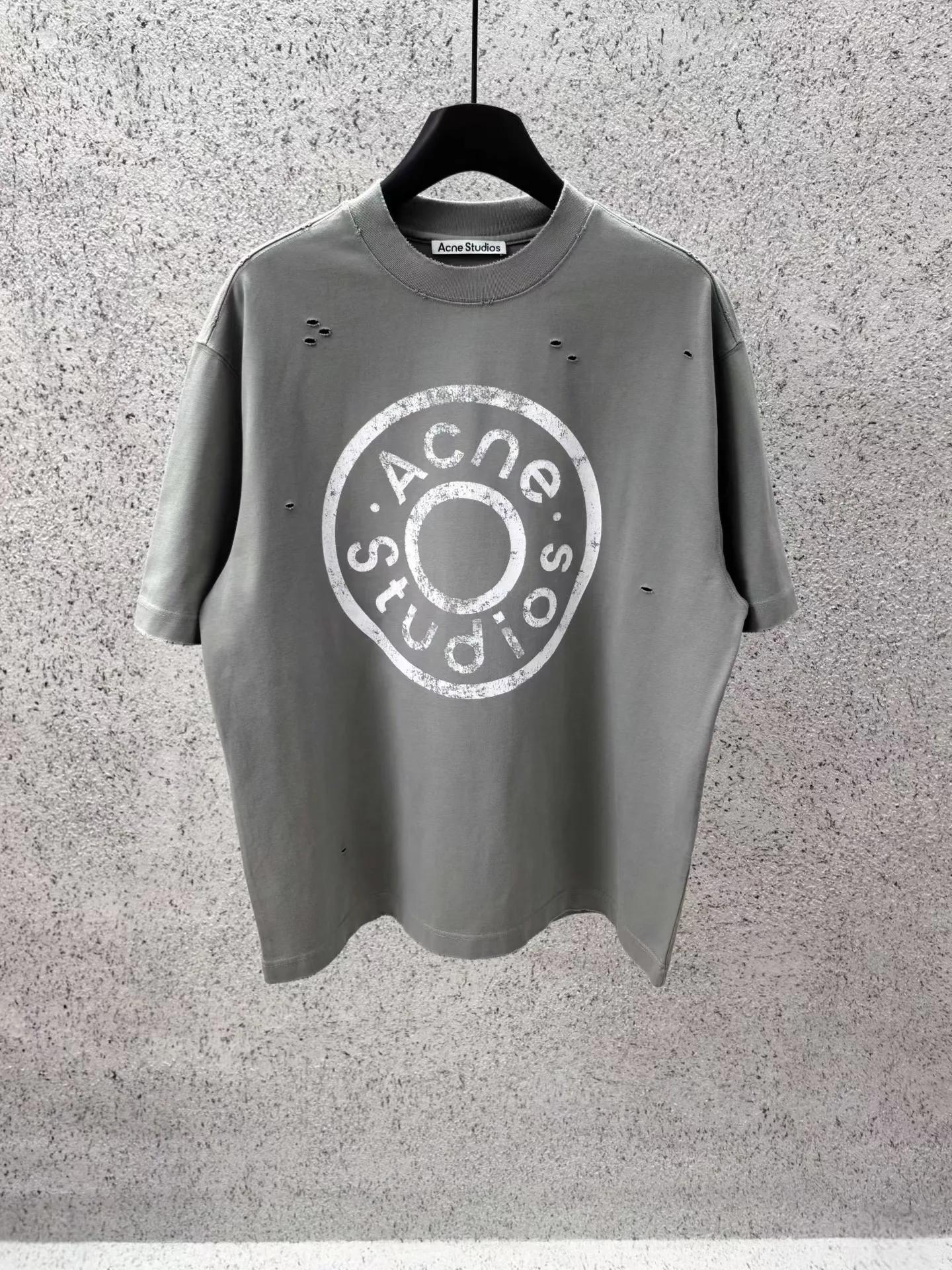 Acne Studios "Exford" Distressed Logo T-Shirt (Moss Green)