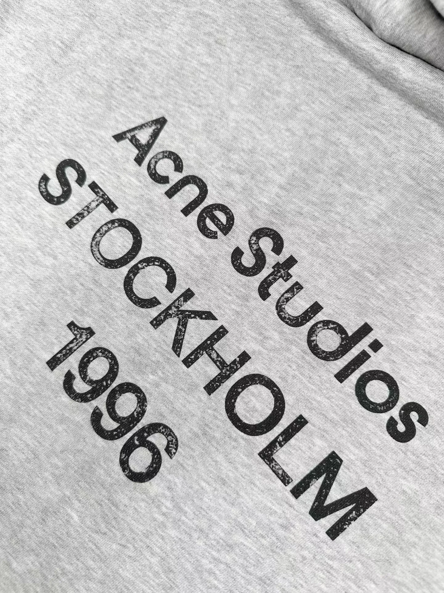 Acne Studios  Fleece logo hoodie (Grey) — 图 6