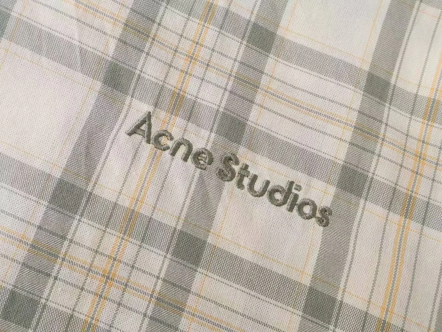 Acne Studios Hooded Check Jacket (Green/Orange) — 보기 3