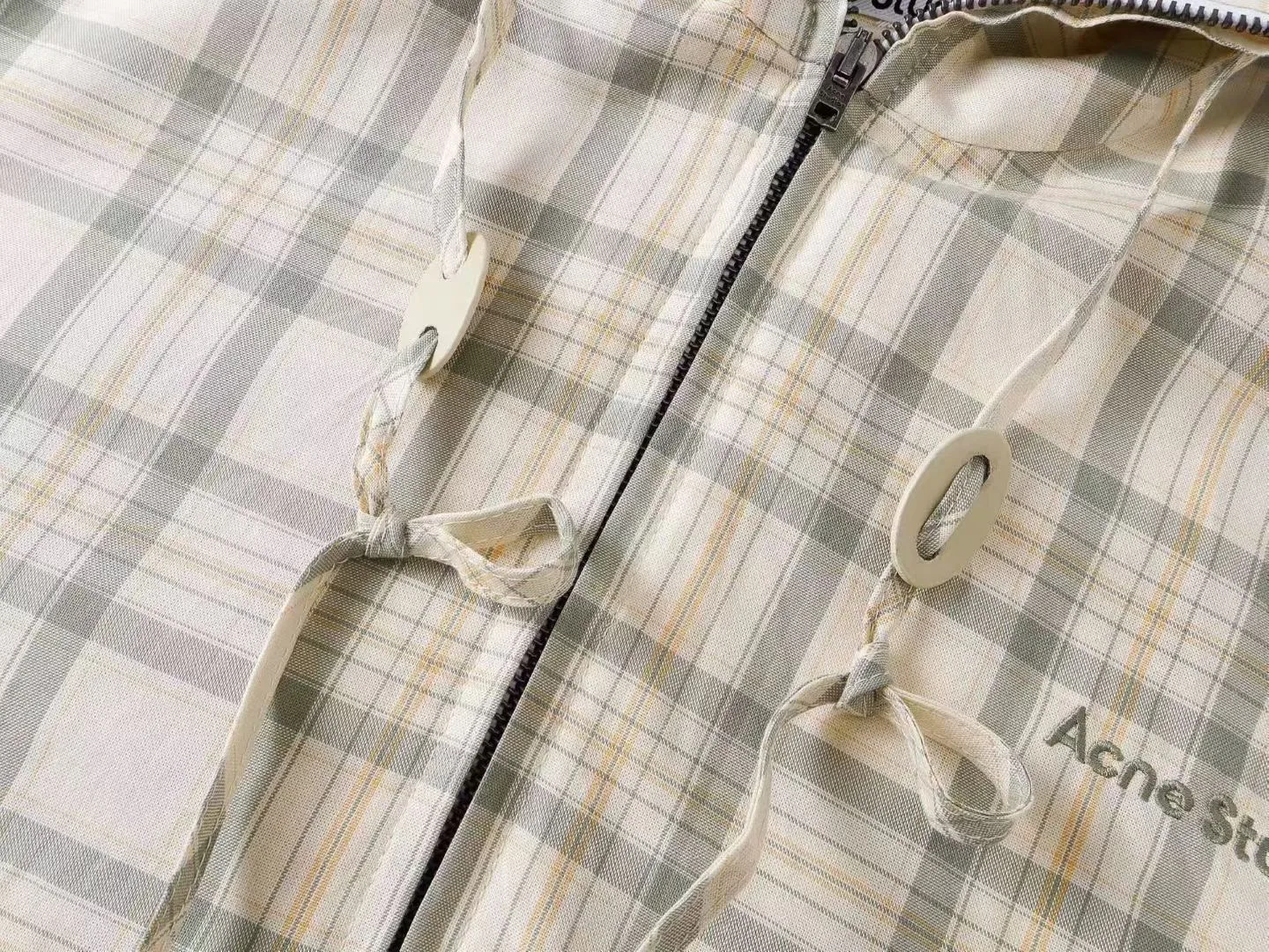 Acne Studios Hooded Check Jacket (Green/Orange) — 보기 7