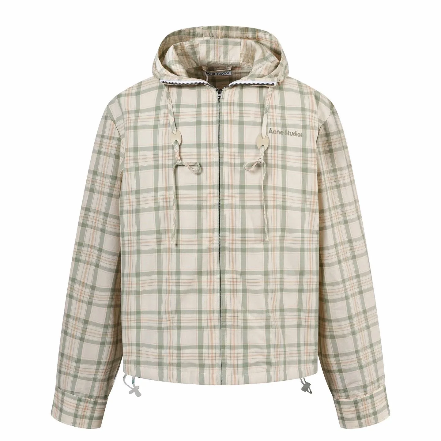 Acne Studios Hooded Check Jacket (Green/Orange)