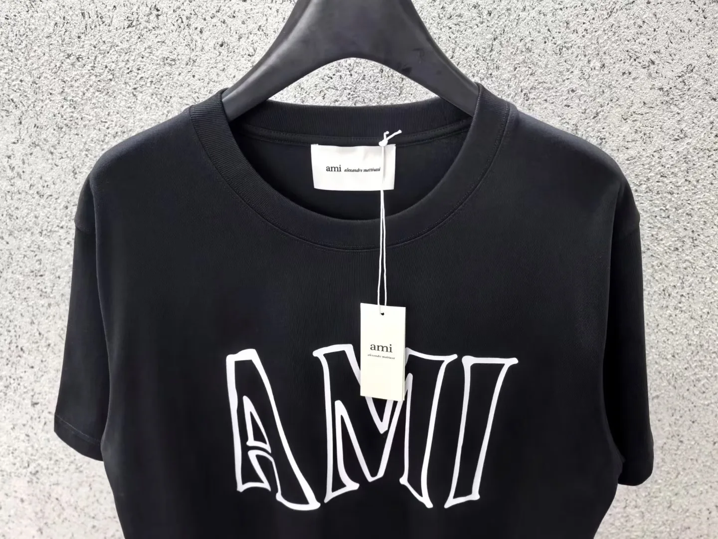 Ami Cotton Ami Paris Print T-shirt (Black) — 보기 4