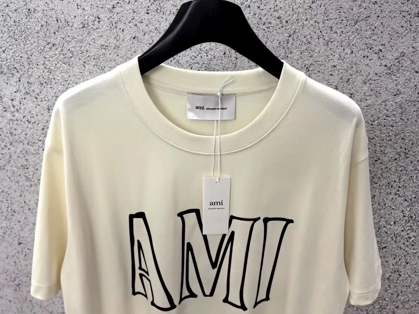 Ami Cotton Ami Paris Print T-shirt (White Cream) — 보기 5