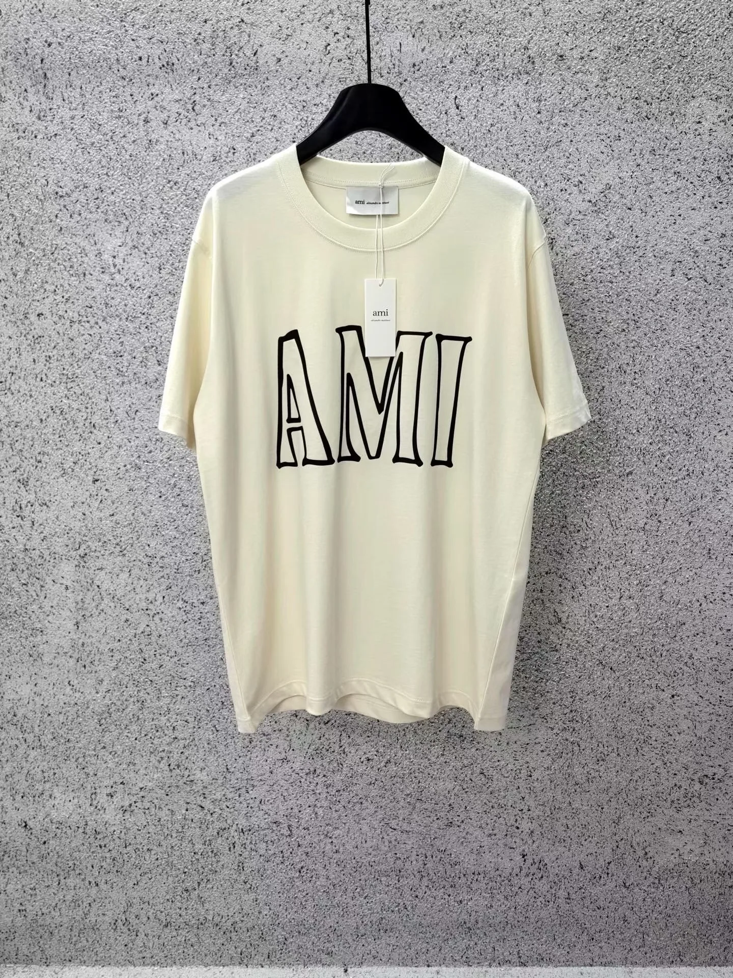 Ami Cotton Ami Paris Print T-shirt (White Cream)