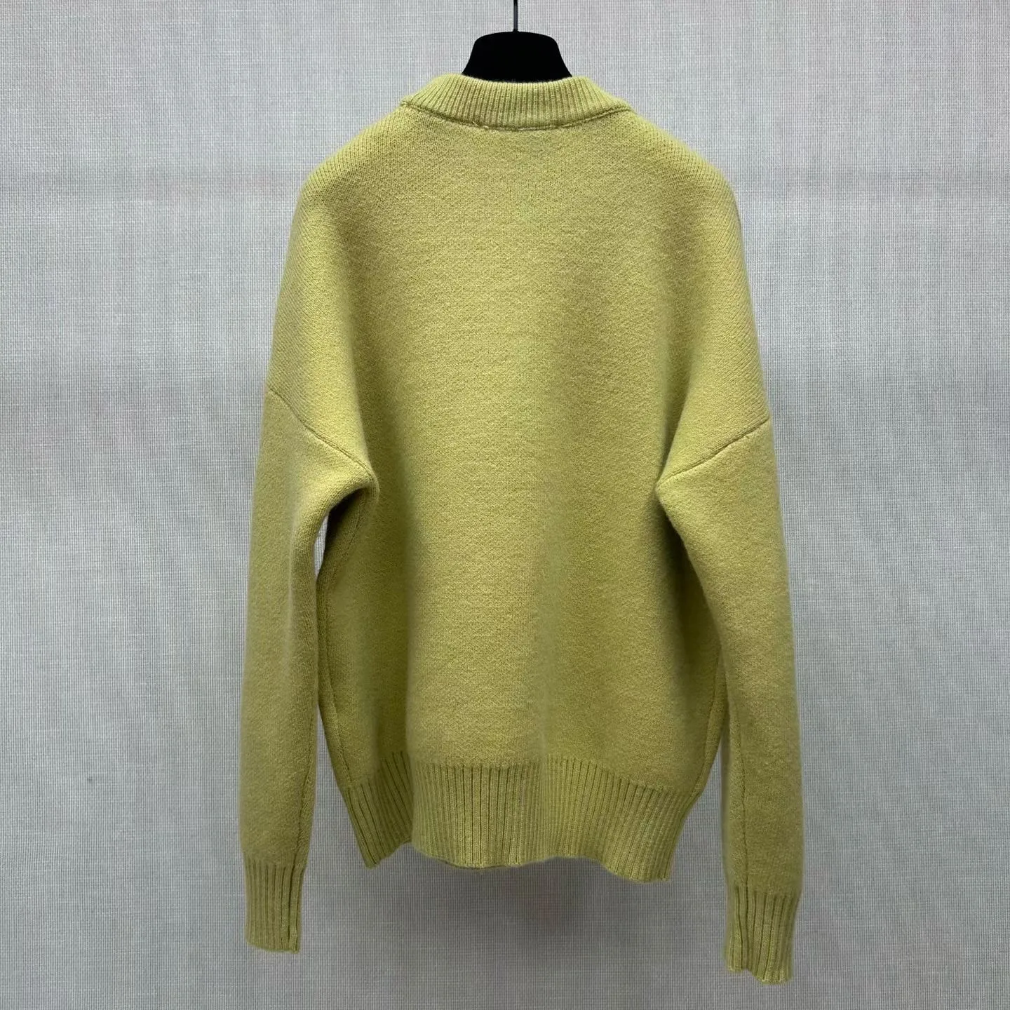 Ami Wool and Cotton Crewneck Ami De Coeur Sweater (Green) — view 4