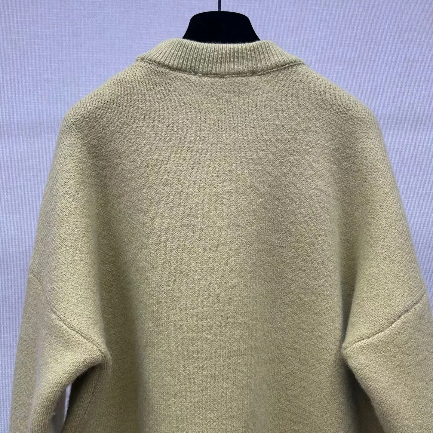 Ami Wool and Cotton Crewneck Ami De Coeur Sweater (Green) — view 8