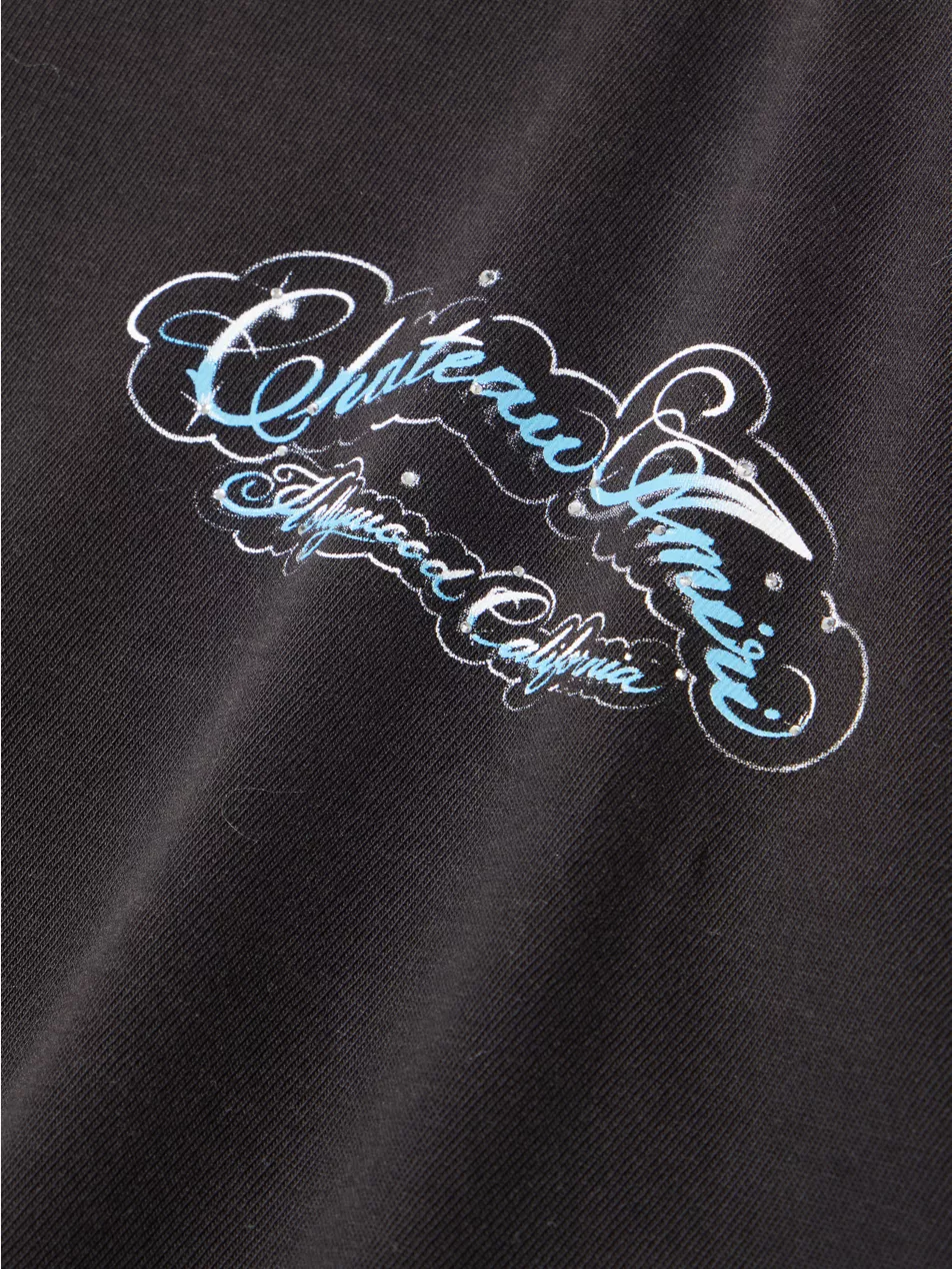 Crystal Chateau Script Crewneck Cotton-Jersey T-Shirt — view 4