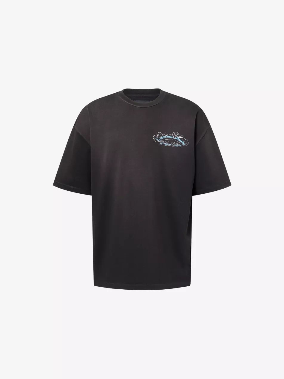 Crystal Chateau Script Crewneck Cotton-Jersey T-Shirt