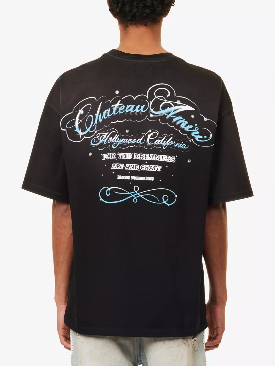 Crystal Chateau Script Crewneck Cotton-Jersey T-Shirt
