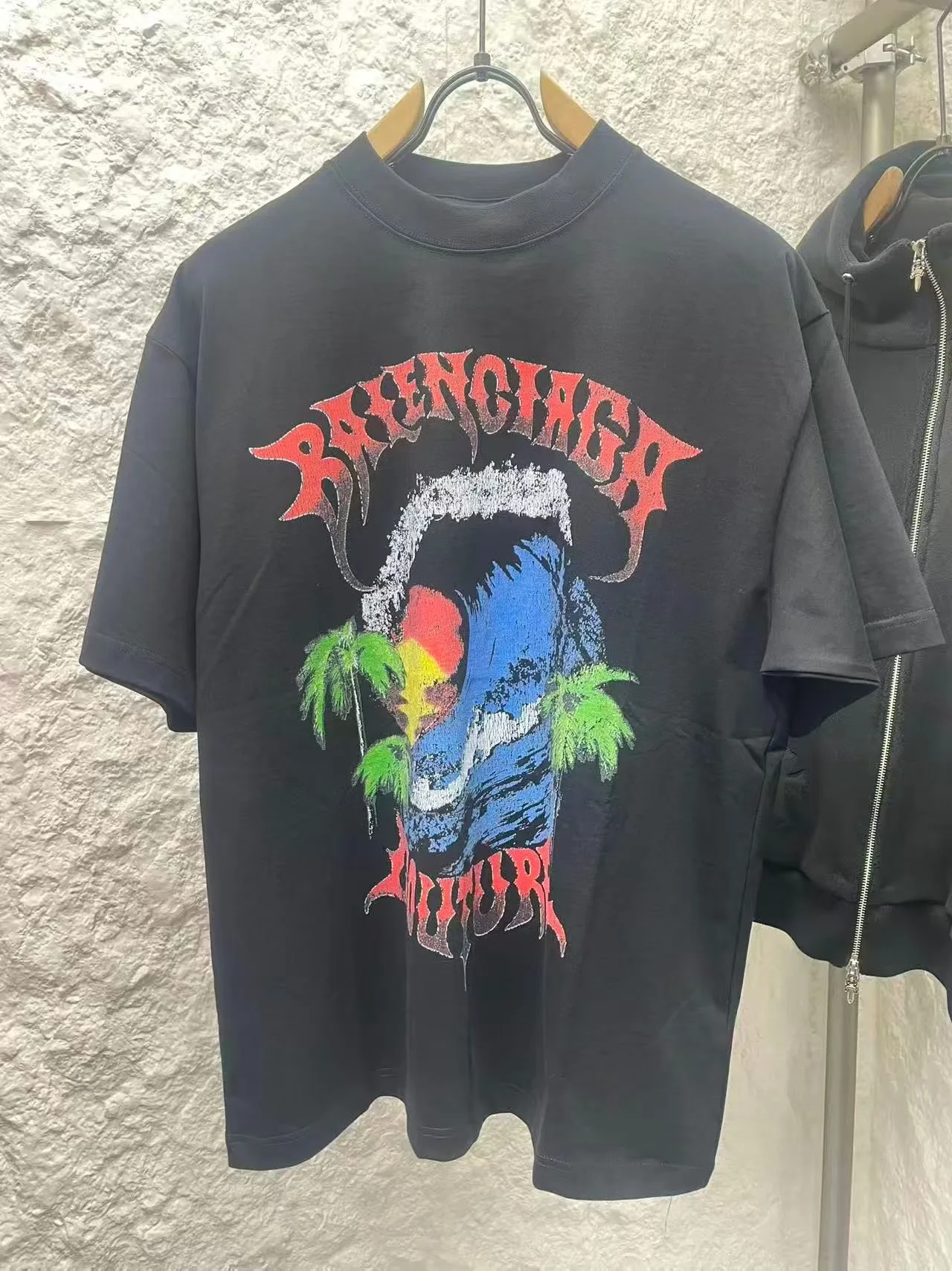 Balenciaga Graphic-Print Oversized T-shirt (Black)