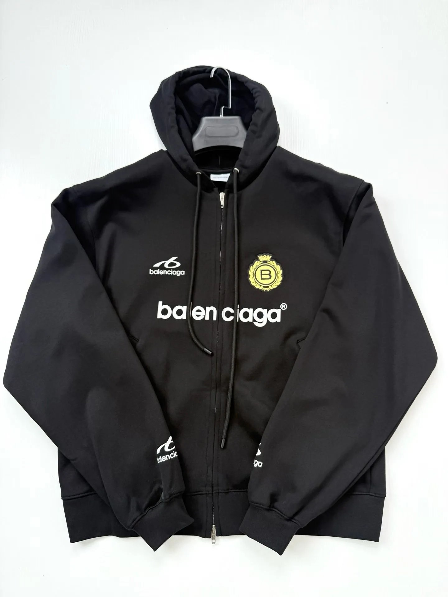 Balenciaga Men's Soccer Oversized Zip-up Hoodie (Black) — ビュー 2