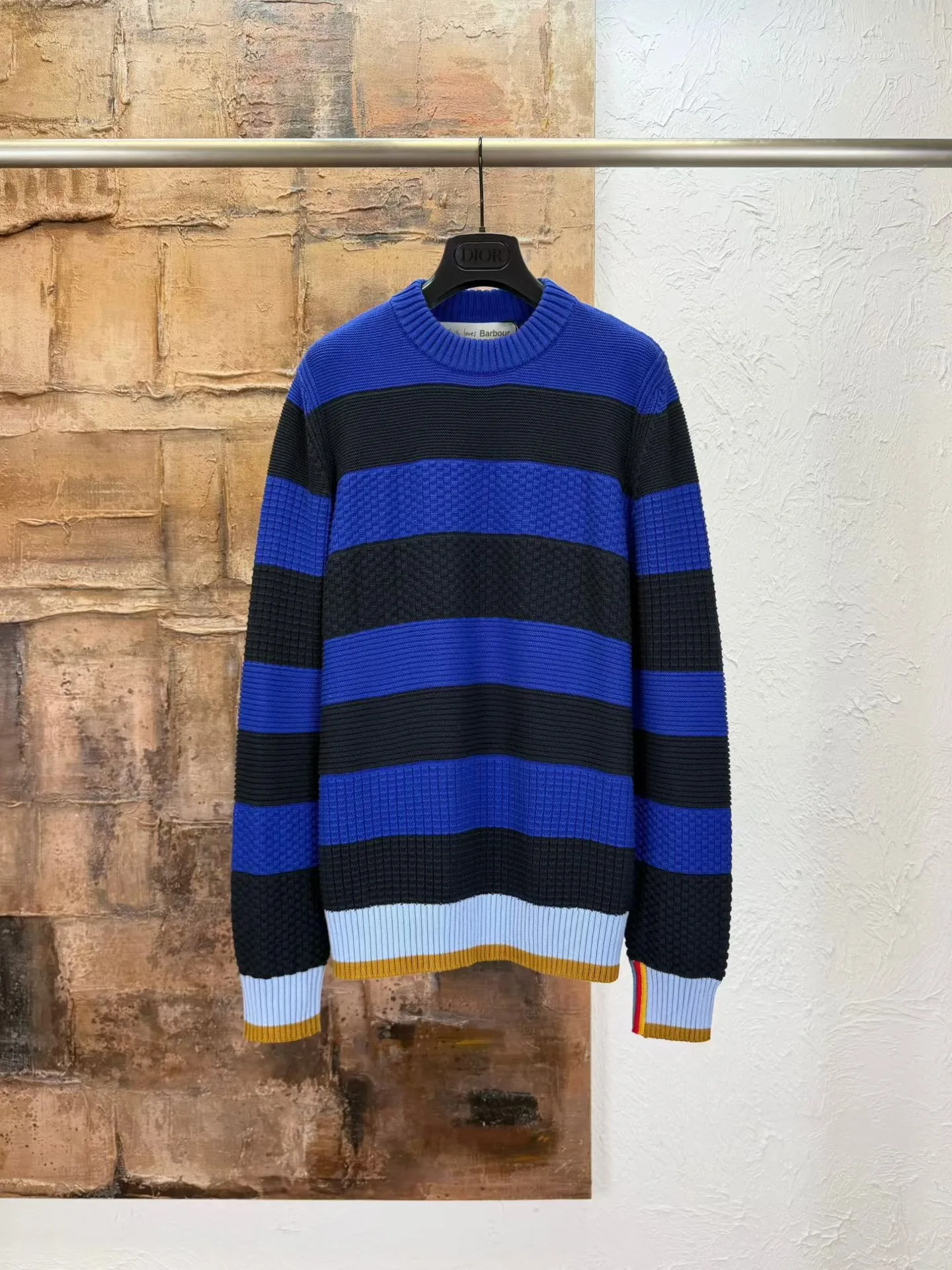 Barbour Paul Smith Loves Barbour Southwold Striped Crew Neck Jumper (Dark Navy)