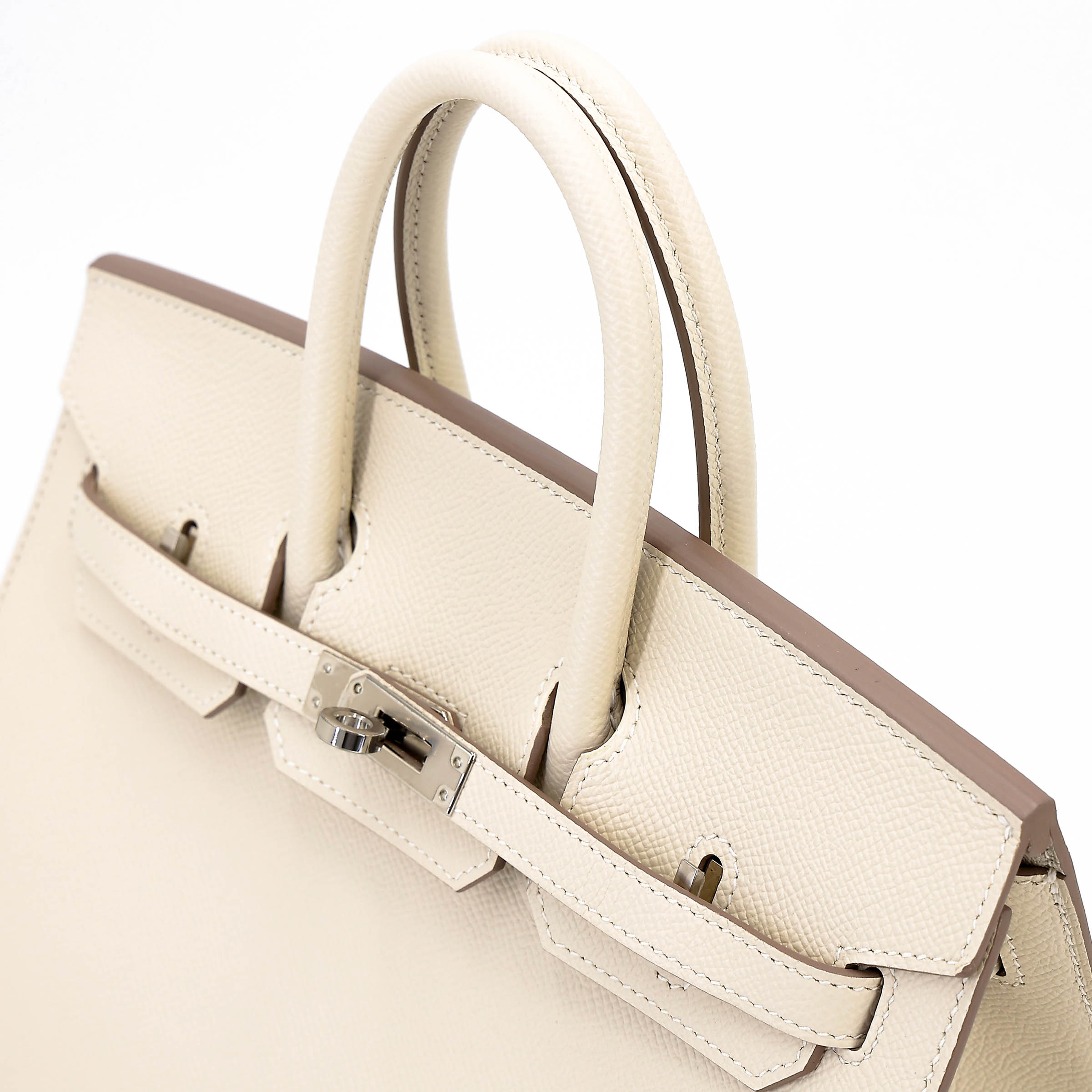 Hermès Birkin 25 Epsom (France) Sellier Craie (10) Palladium — view 3