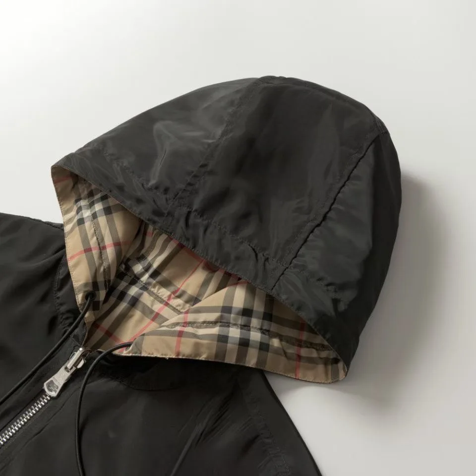 Burberry Black Check Reversible Hooded Jacket — ビュー 4