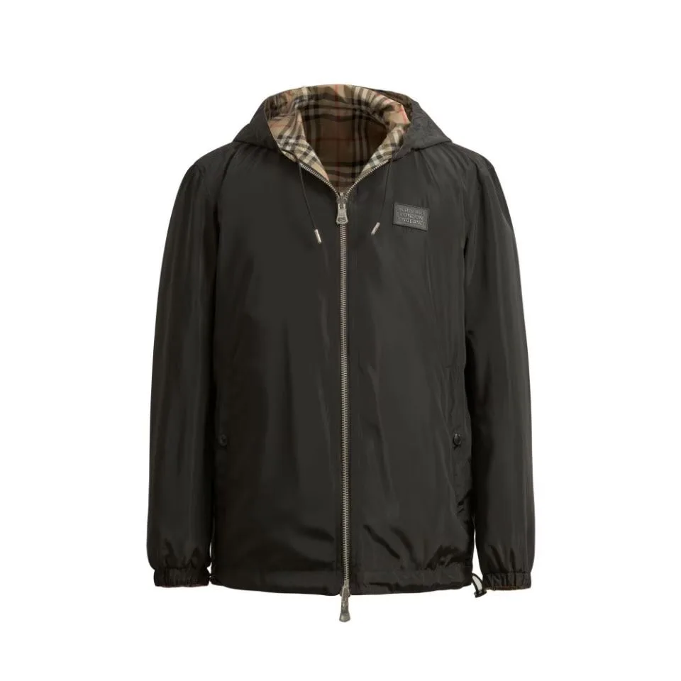 Burberry Black Check Reversible Hooded Jacket