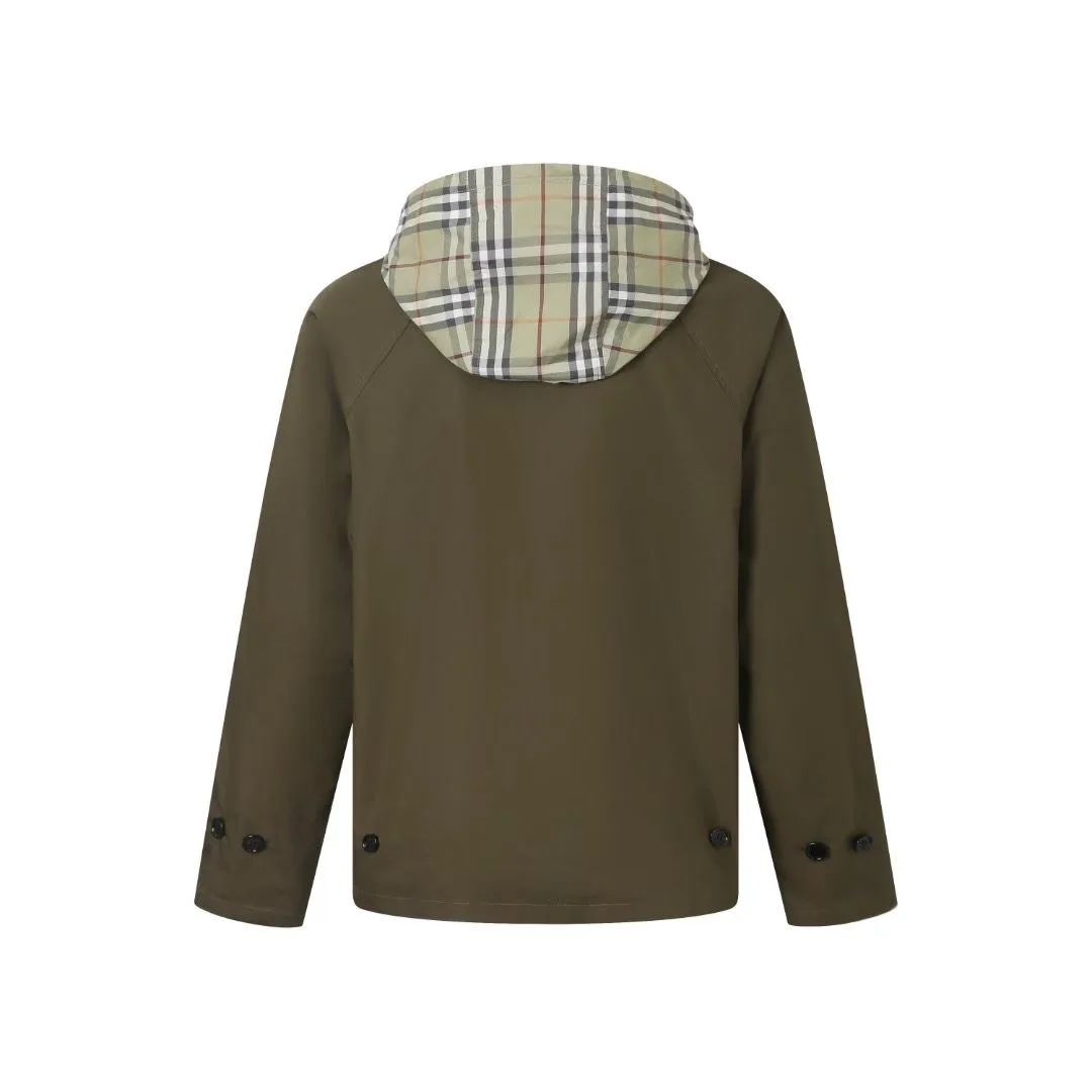 Burberry Reversible Check Hooded Jacket (Solid Brown/Checked) — ビュー 2