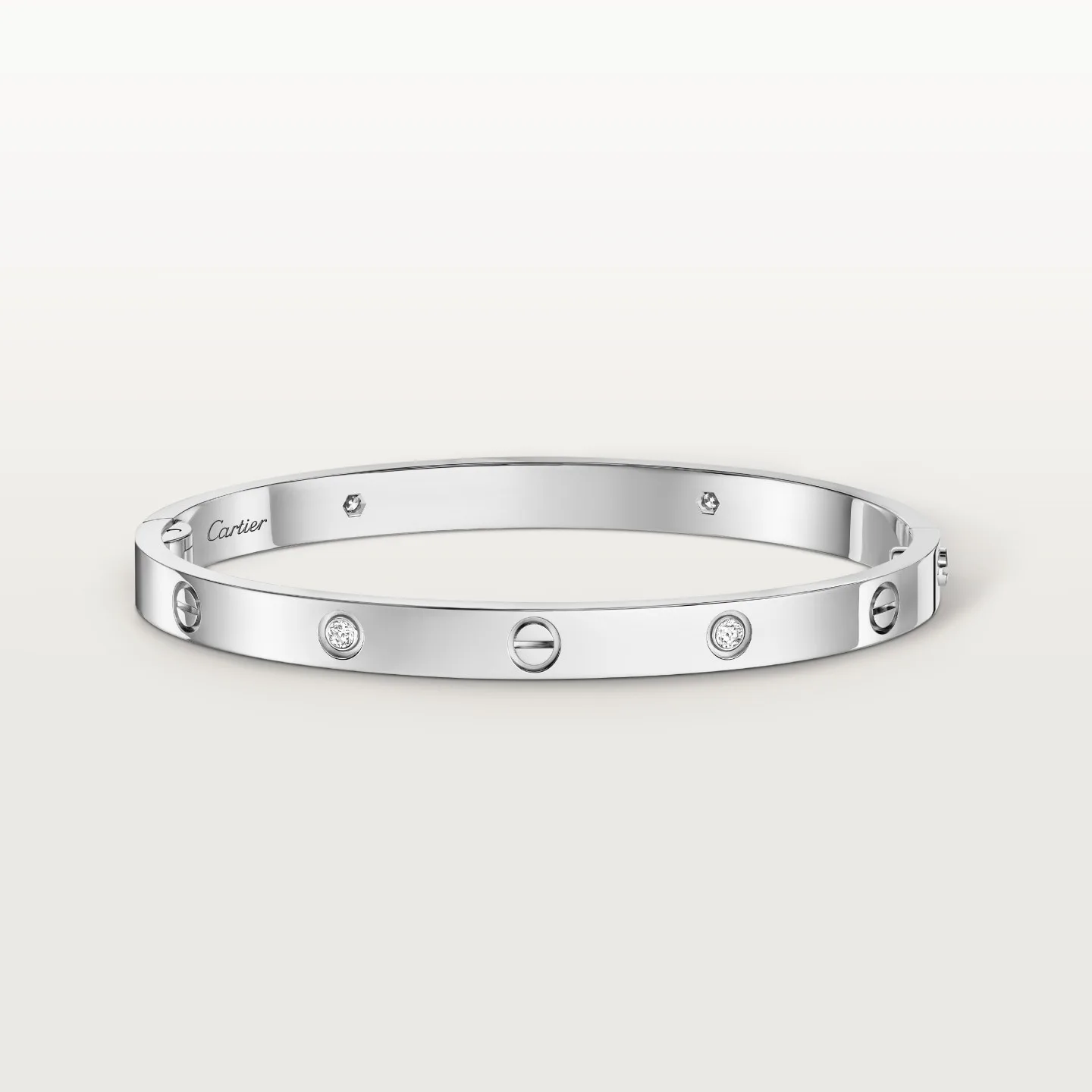 LOVE Bracelet, White Gold, Medium Model, 4 Diamonds
