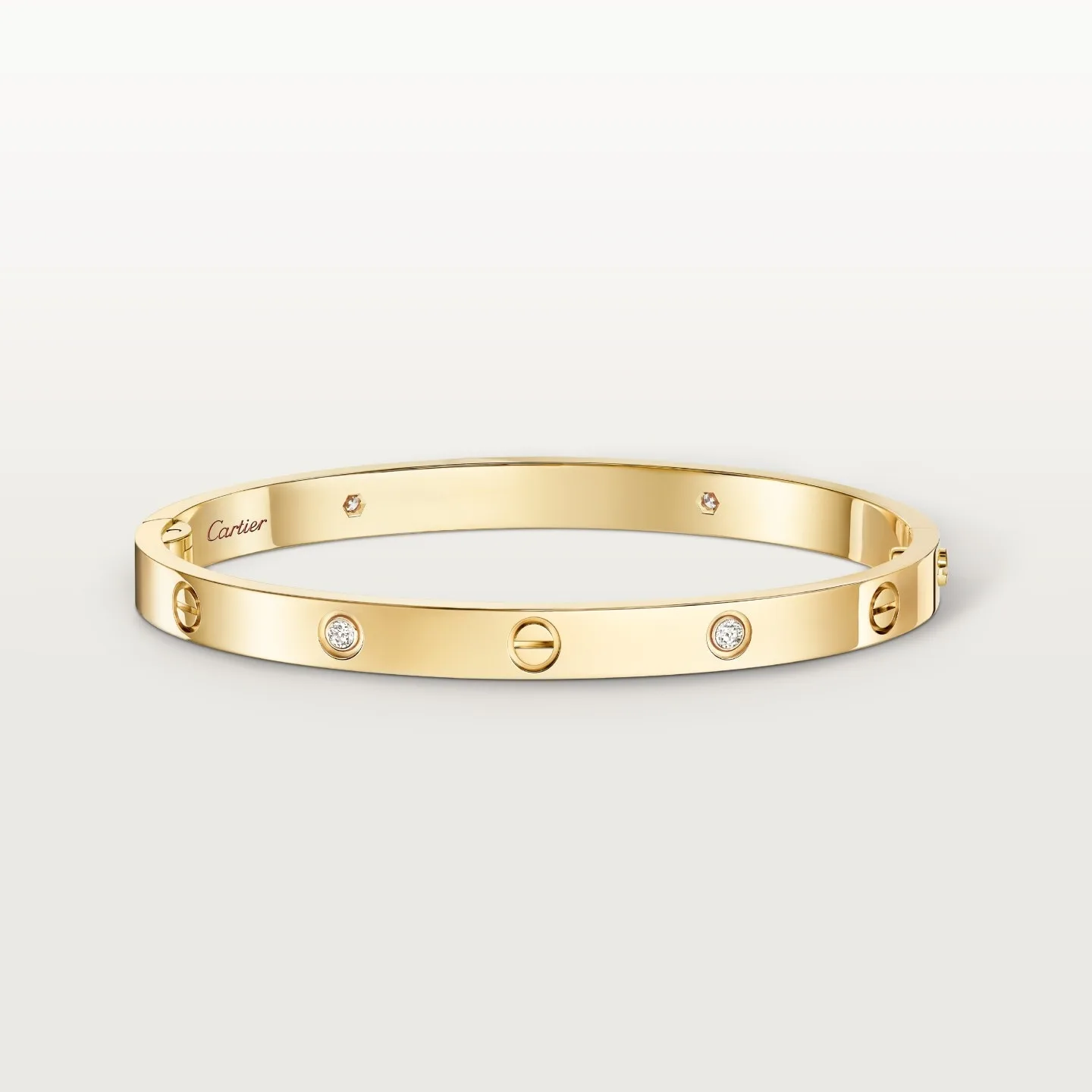 LOVE Bracelet, Yellow Gold, Medium Model, 4 Diamonds