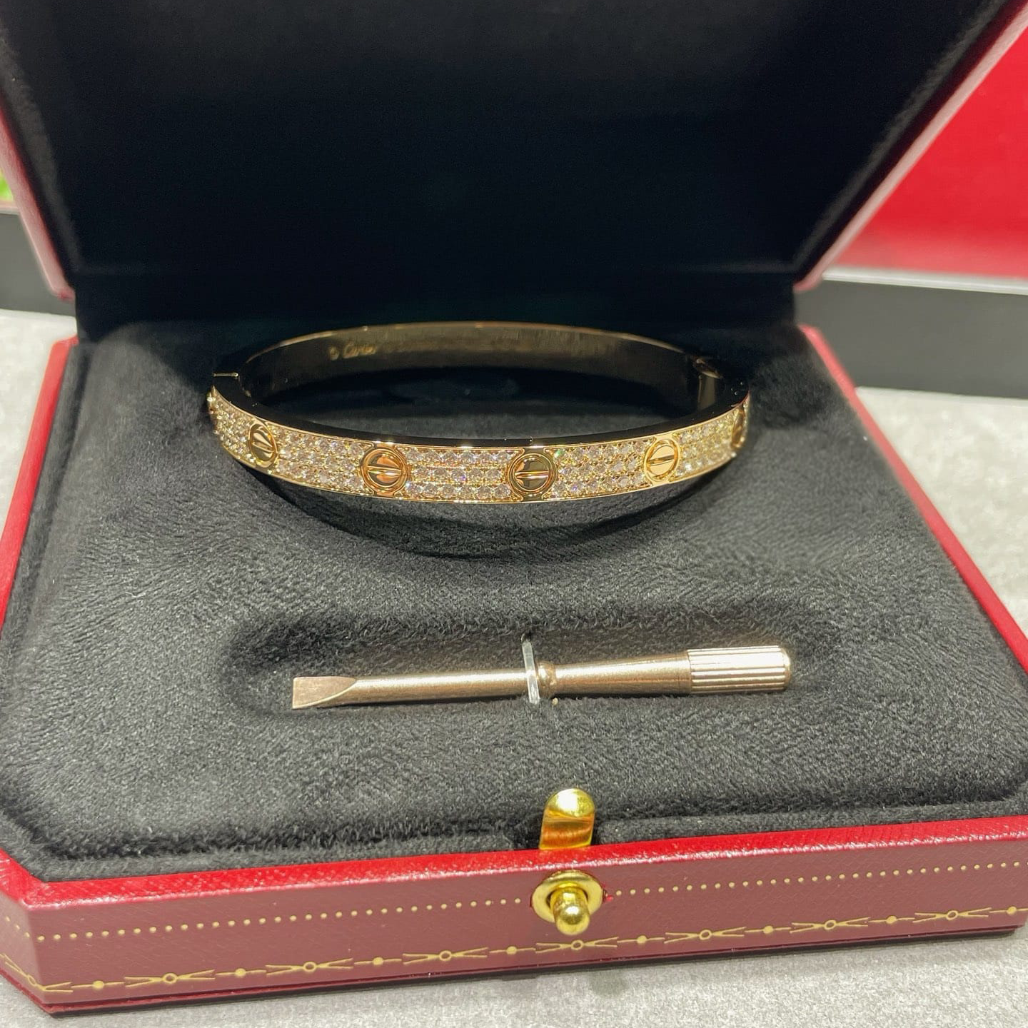 Cartier LOVE Bracelet, Rose Gold, Classic Model, Paved — view 2
