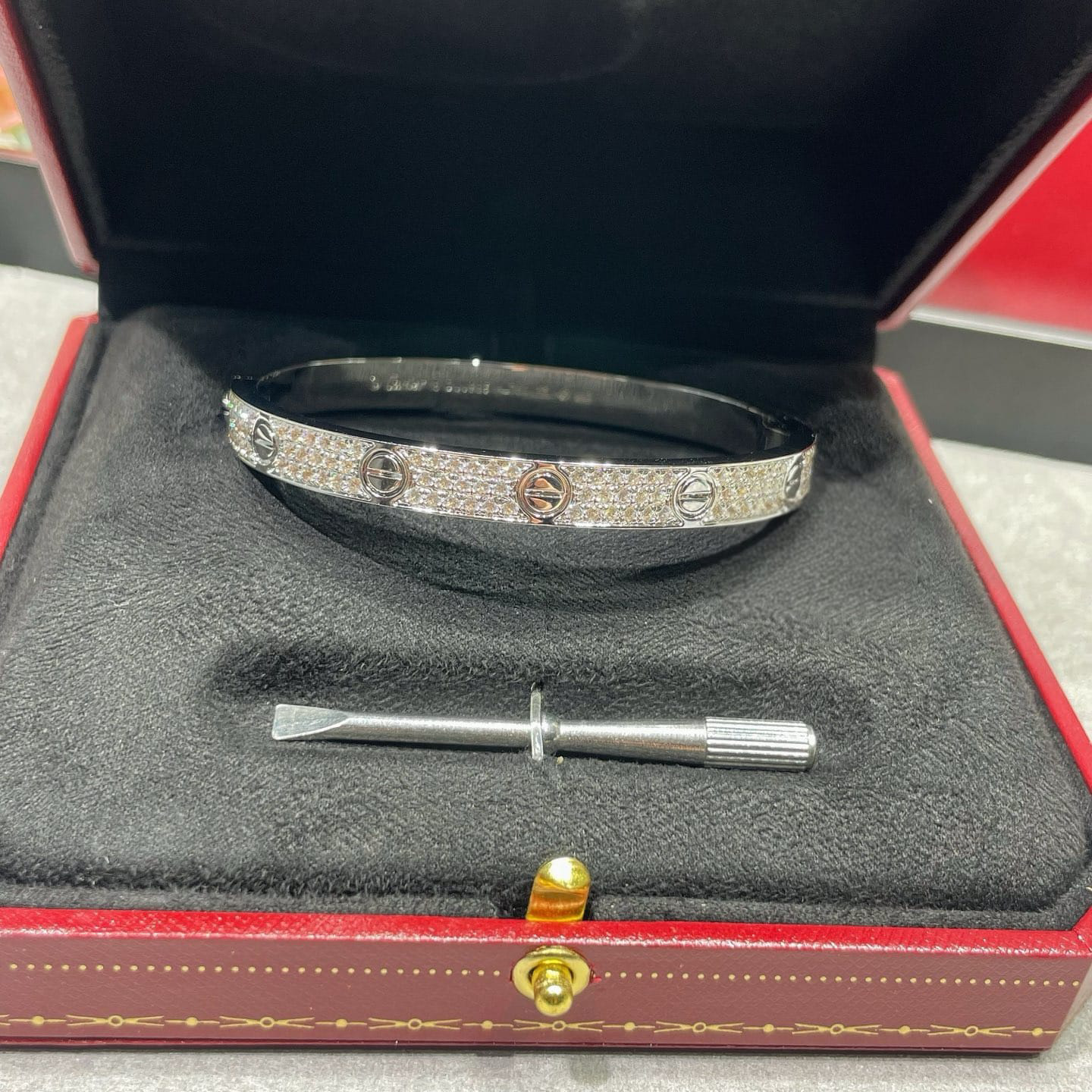 Cartier LOVE Bracelet, White Gold, Classic Model, Paved — view 2
