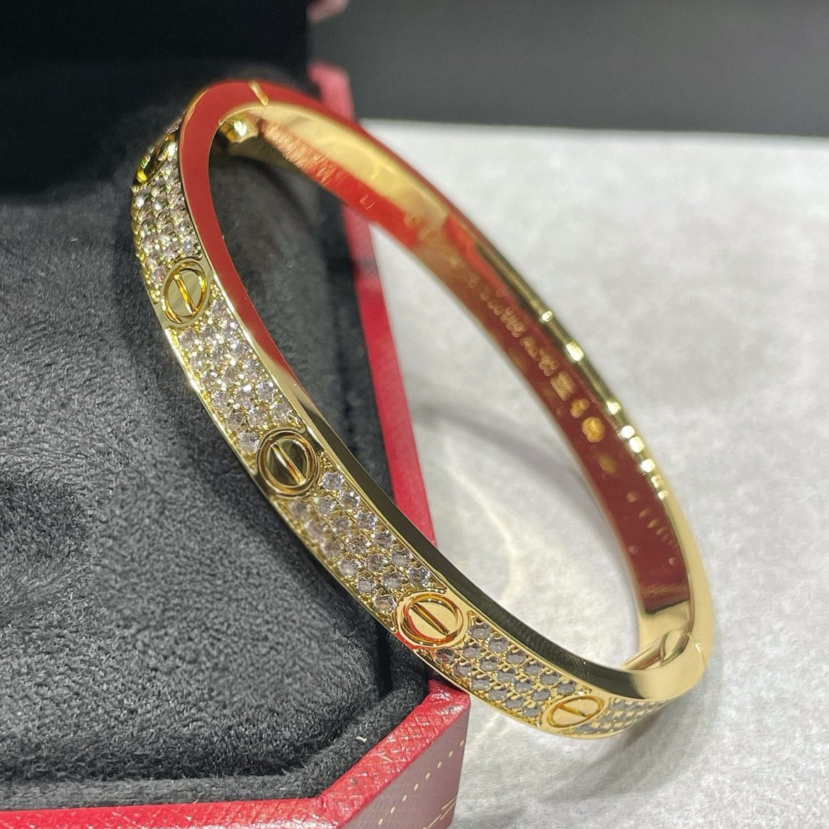 Cartier LOVE Bracelet, Yellow Gold, Classic Model, Paved — view 3