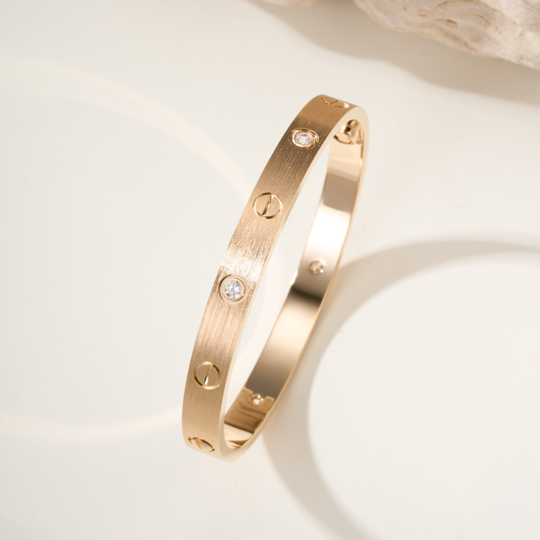 Cartier LOVE Bracelet, Rose Gold, Classic Model, Plain, Brushed Finish — view 2