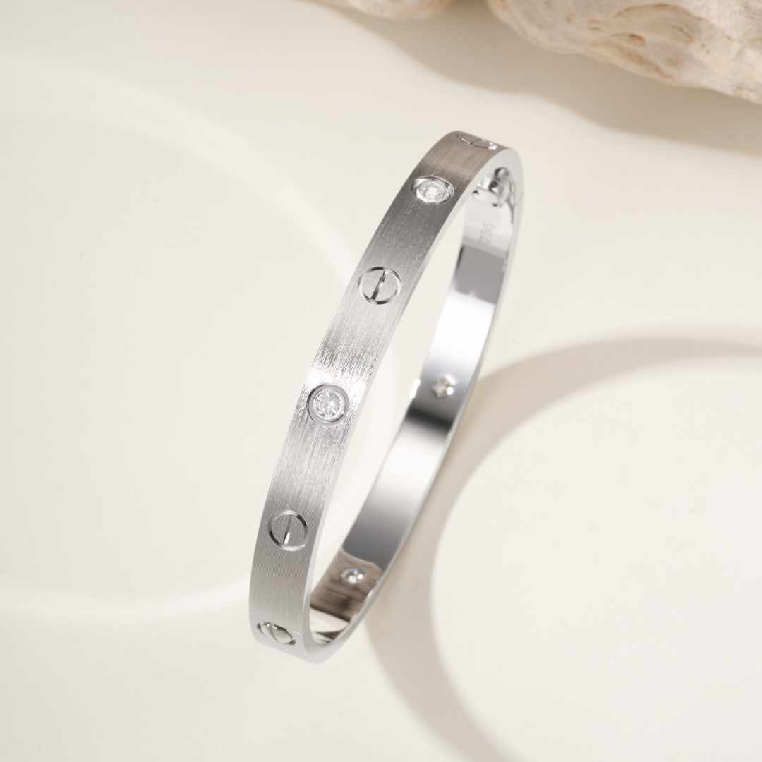 Cartier LOVE Bracelet, White Gold, Classic Model, Plain, Brushed Finish — view 2