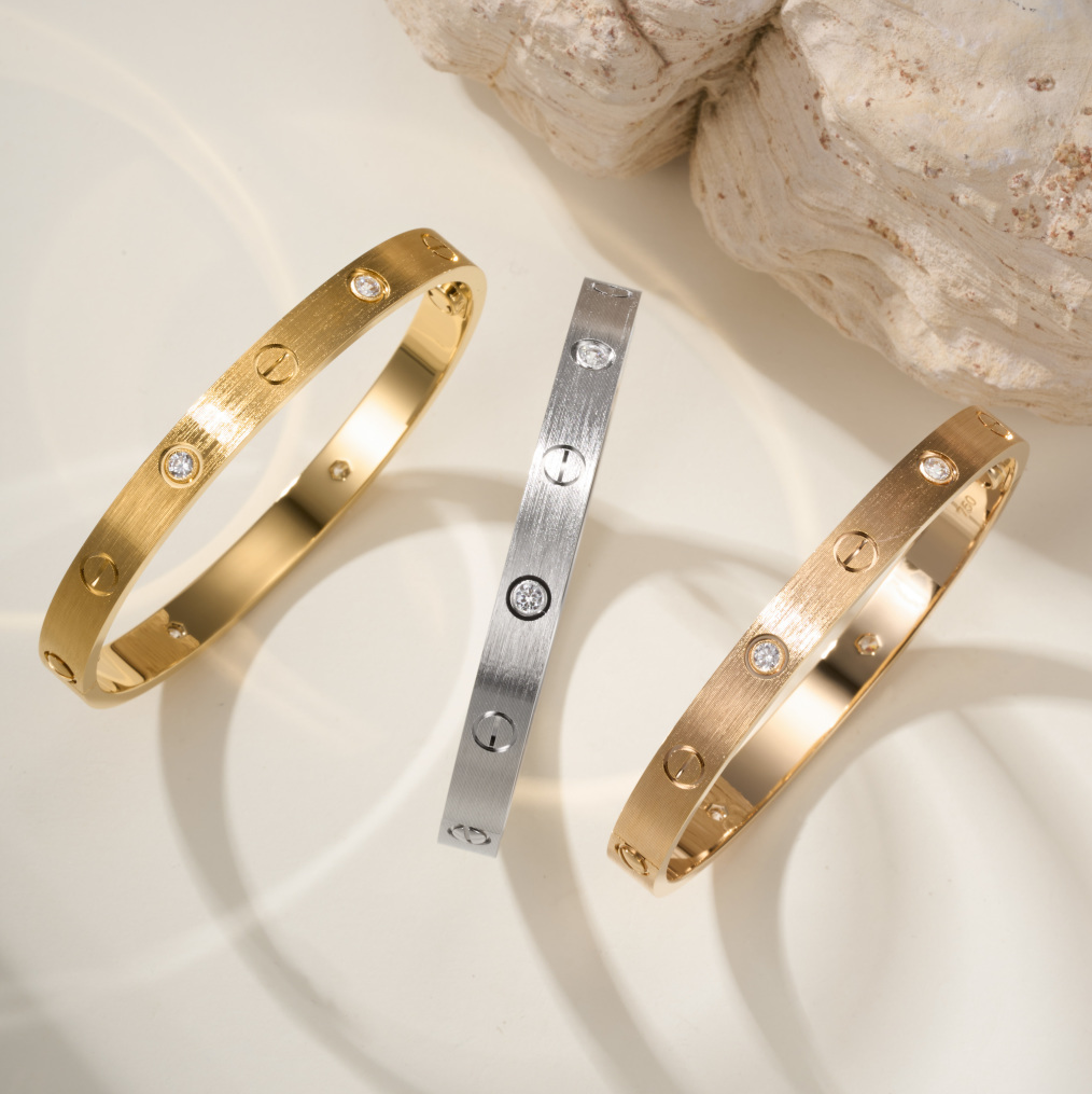 Cartier LOVE Bracelet, White Gold, Classic Model, Plain, Brushed Finish — view 3