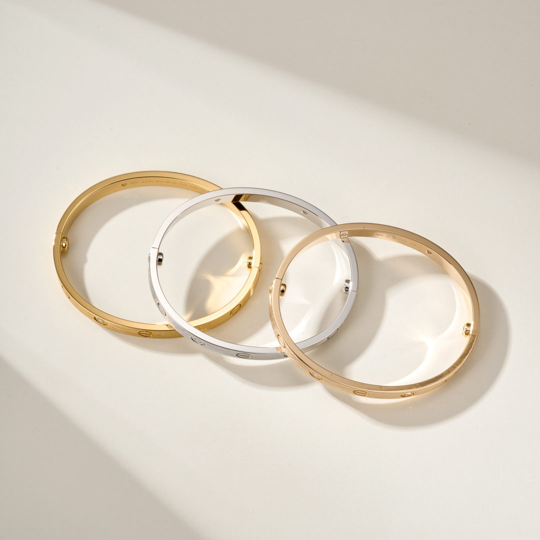 Cartier LOVE Bracelet, White Gold, Classic Model, Plain, Brushed Finish — view 4