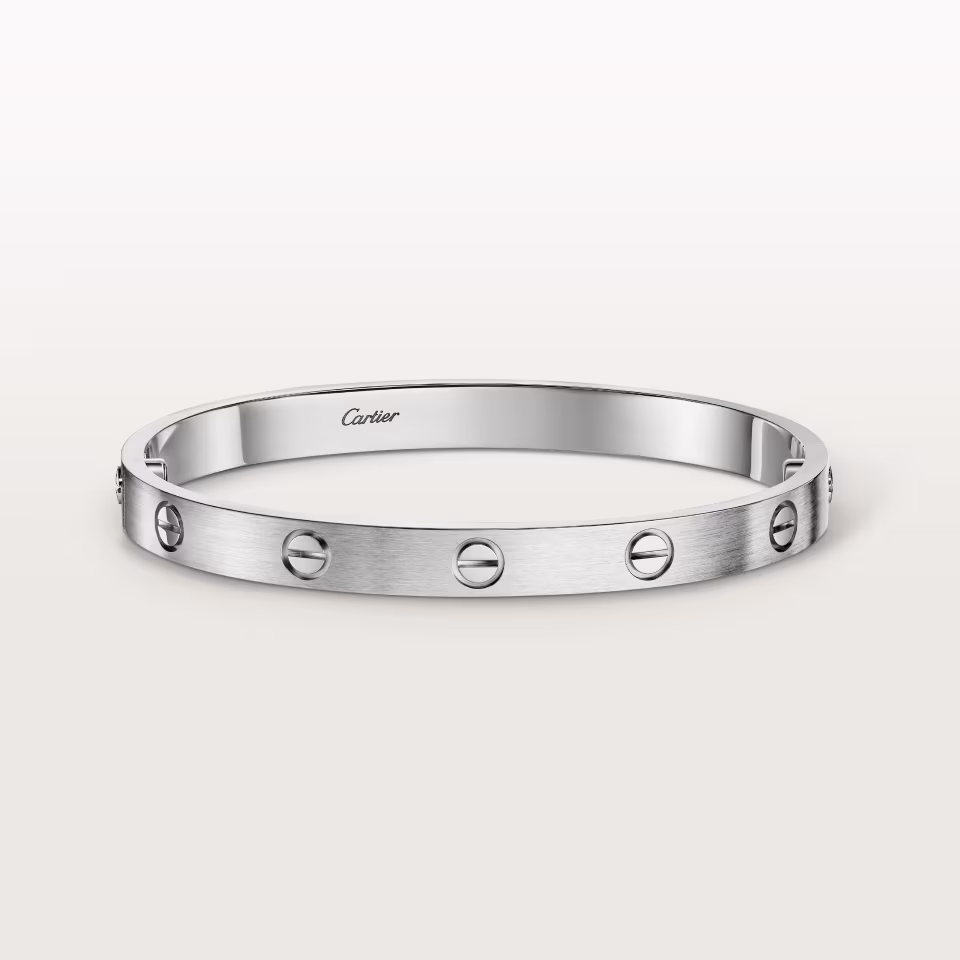 Cartier LOVE Bracelet, White Gold, Classic Model, Plain, Brushed Finish