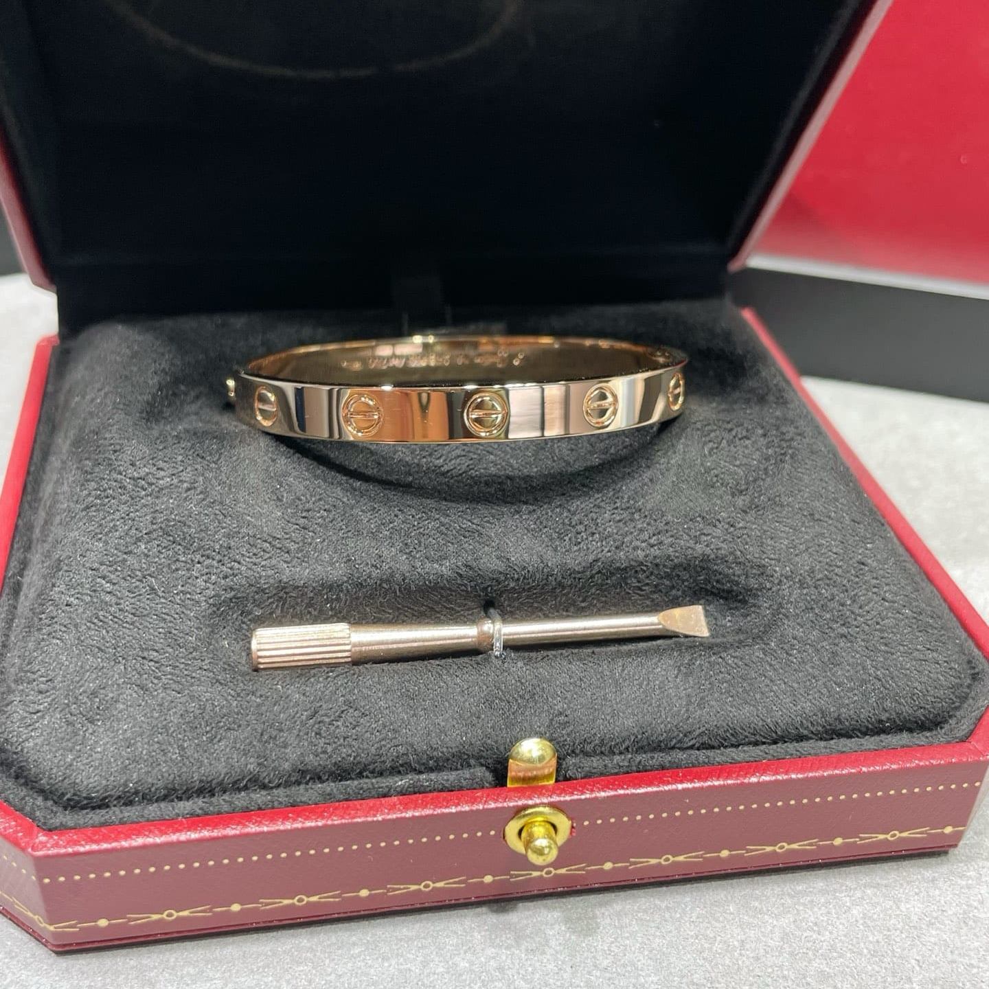 Cartier LOVE Bracelet, Rose Gold, Classic Model, Plain, Single-Screw Closure — view 2