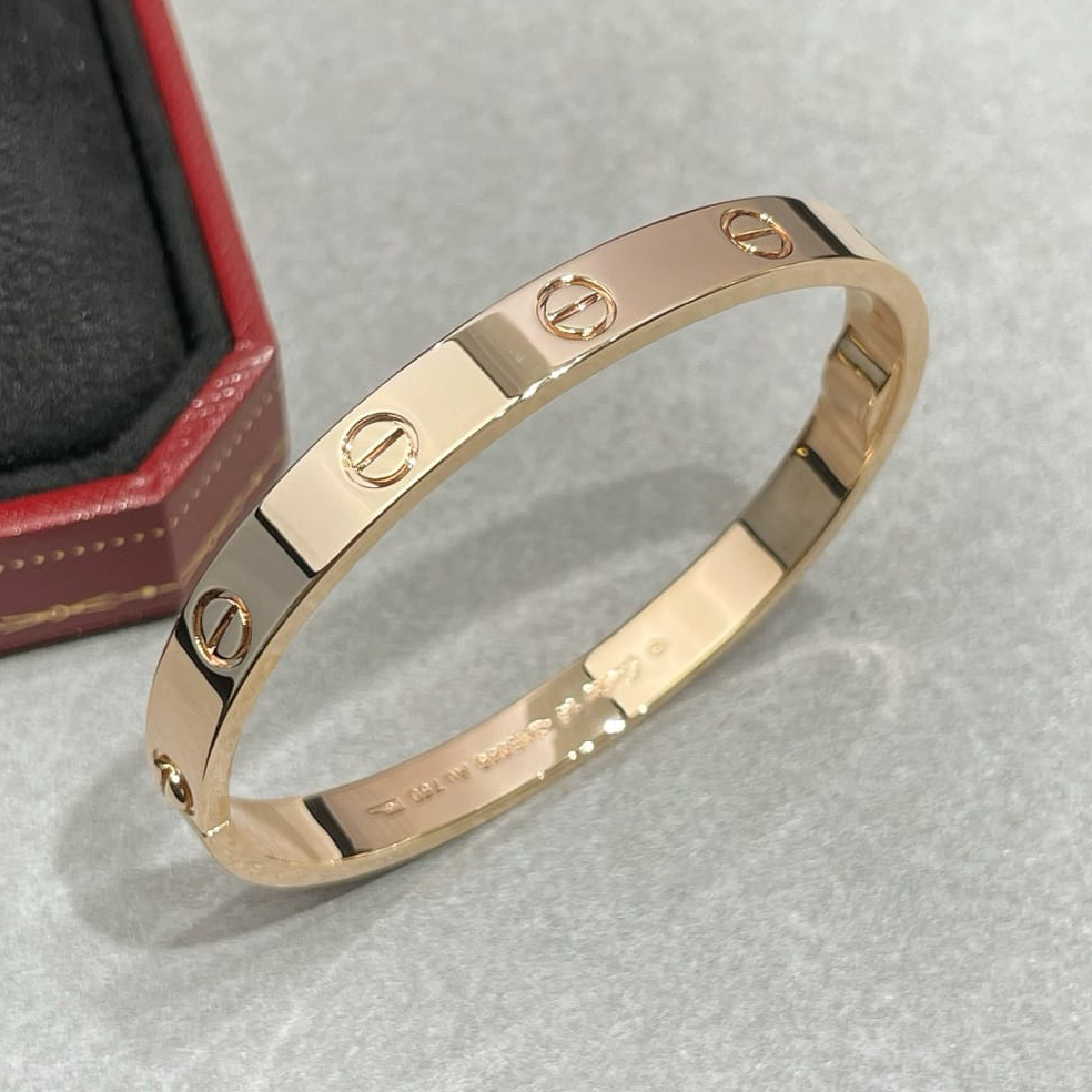 Cartier LOVE Bracelet, Rose Gold, Classic Model, Plain, Single-Screw Closure — view 3