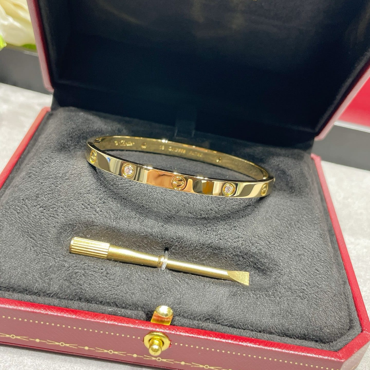 Cartier LOVE Bracelet, Yellow Gold, Medium Model, 4 Diamonds  — view 2