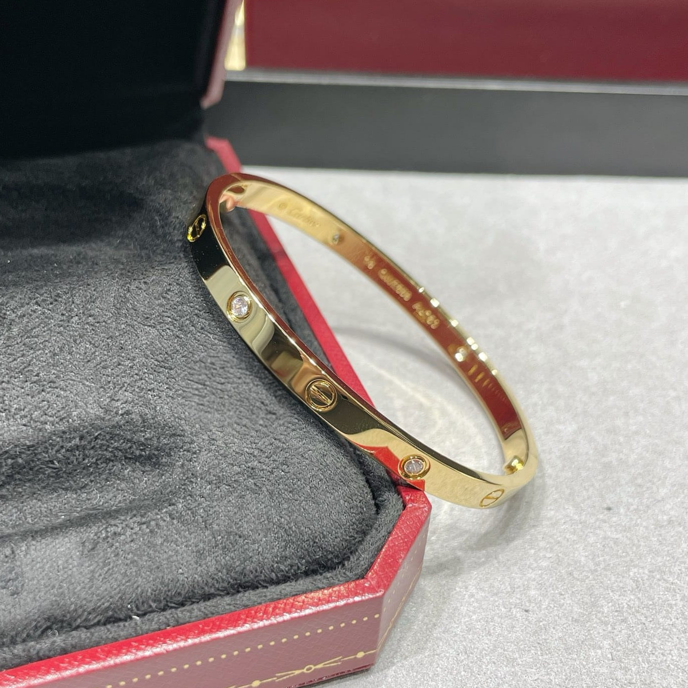 Cartier LOVE Bracelet, Yellow Gold, Medium Model, 4 Diamonds  — view 3