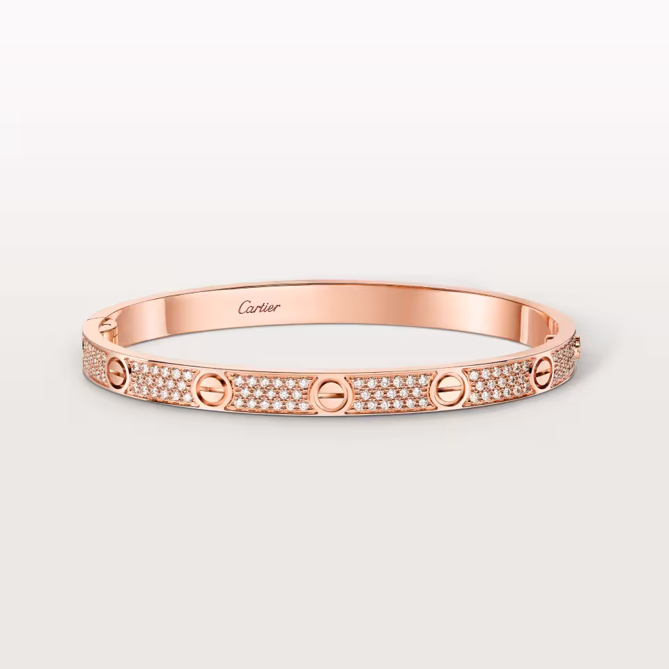 Cartier LOVE Bracelet, Rose Gold, Medium Model, Paved