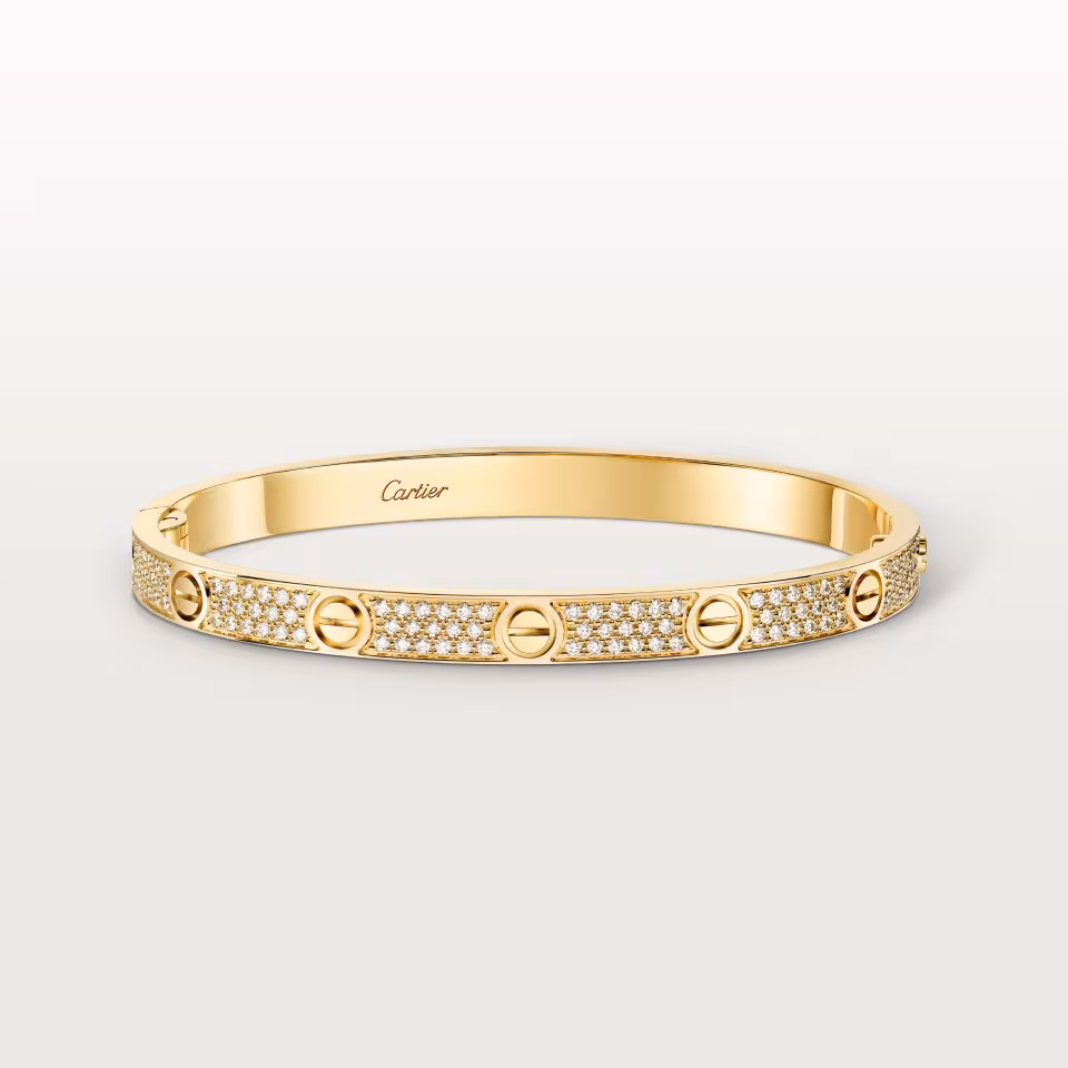 Cartier LOVE Bracelet, Yellow Gold, Medium Model, Paved