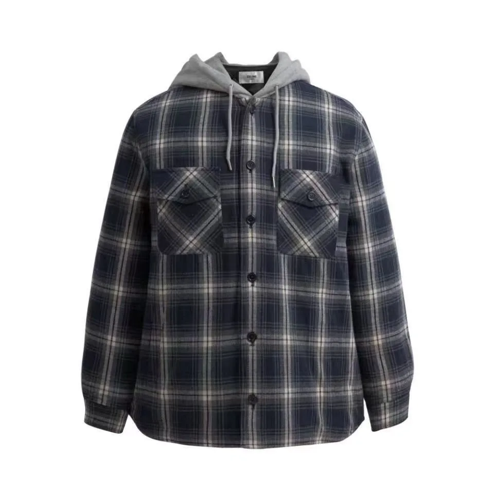 Celine Hooded Checked Cotton Overshirt