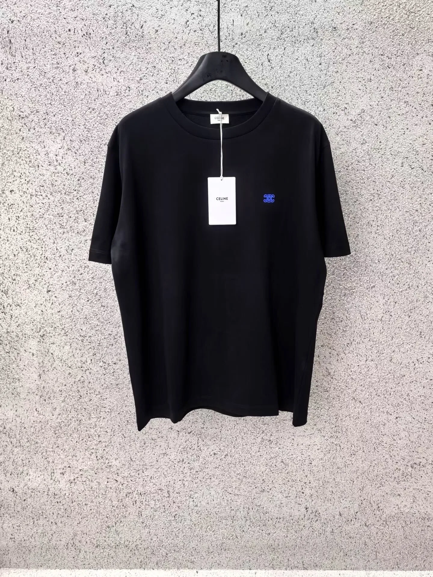 Celine Loose T-Shirt In Cotton Jersey (Black/Blue Denim)