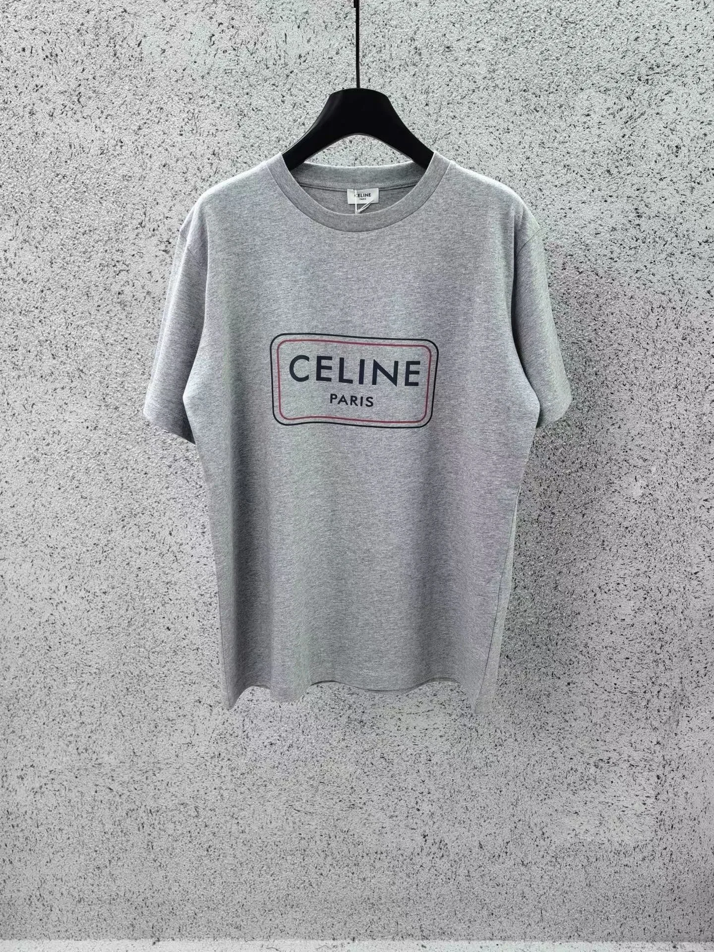 Celine Loose T Shirt In Cotton Jersey Celine Paris Print (Grey)