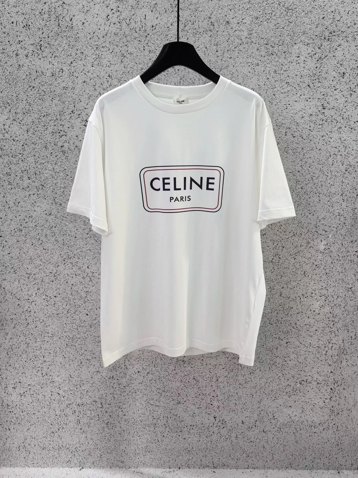 Celine Loose T Shirt In Cotton Jersey Celine Paris Print (White)