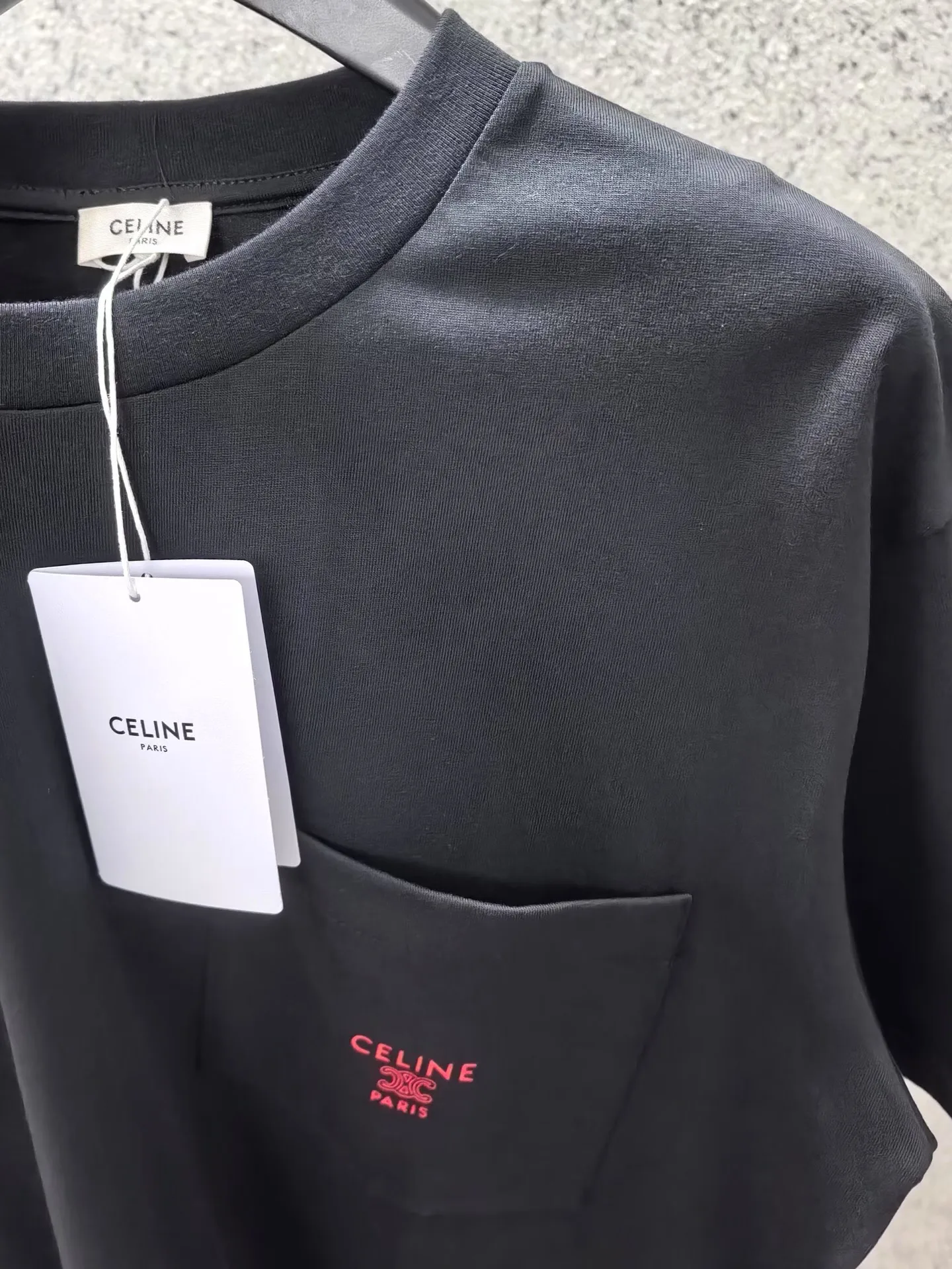 Celine T-Shirt In Cotton Jersey Chest Pocket (Black) — 图 5