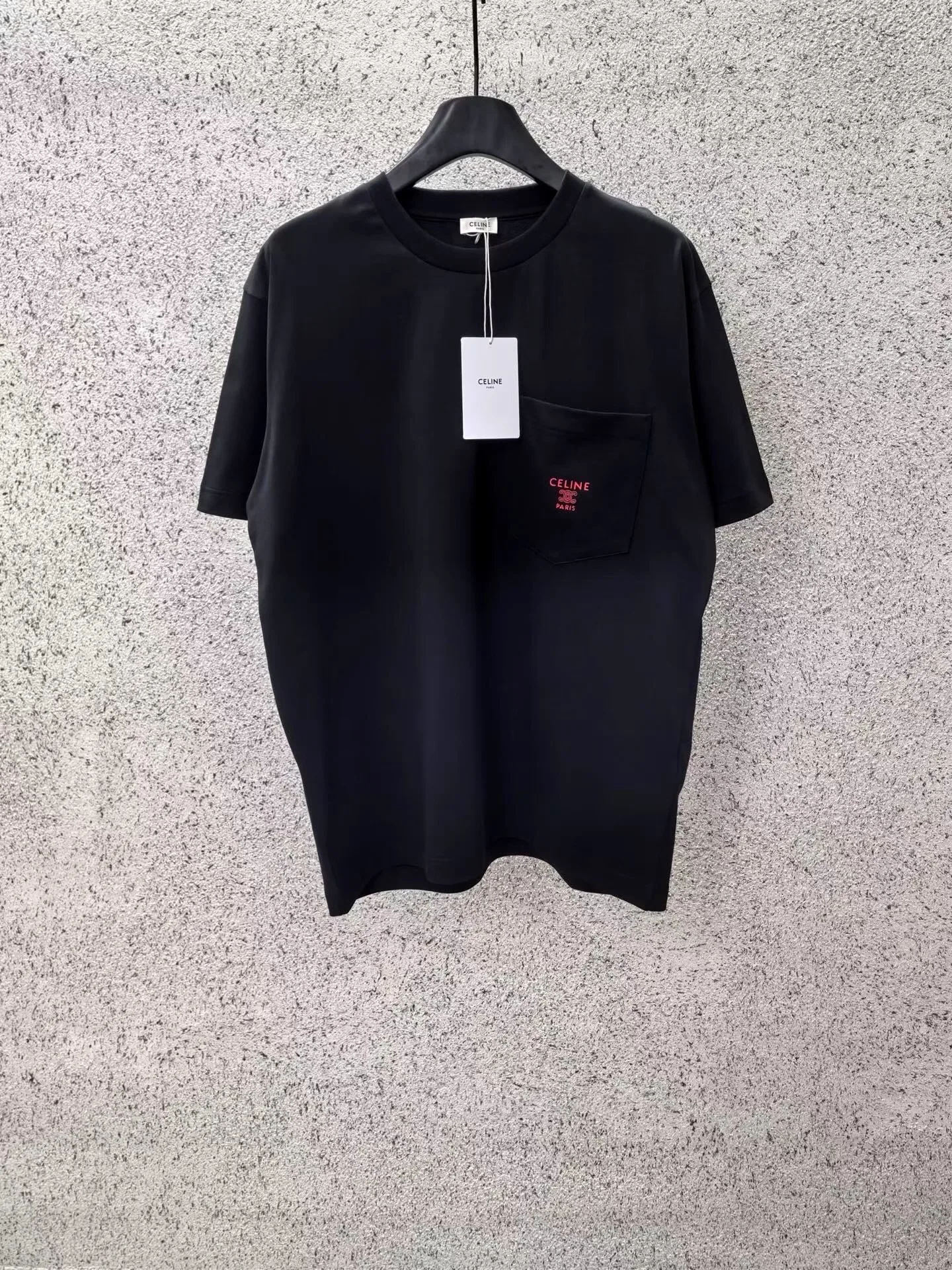 Celine T-Shirt In Cotton Jersey Chest Pocket (Black)