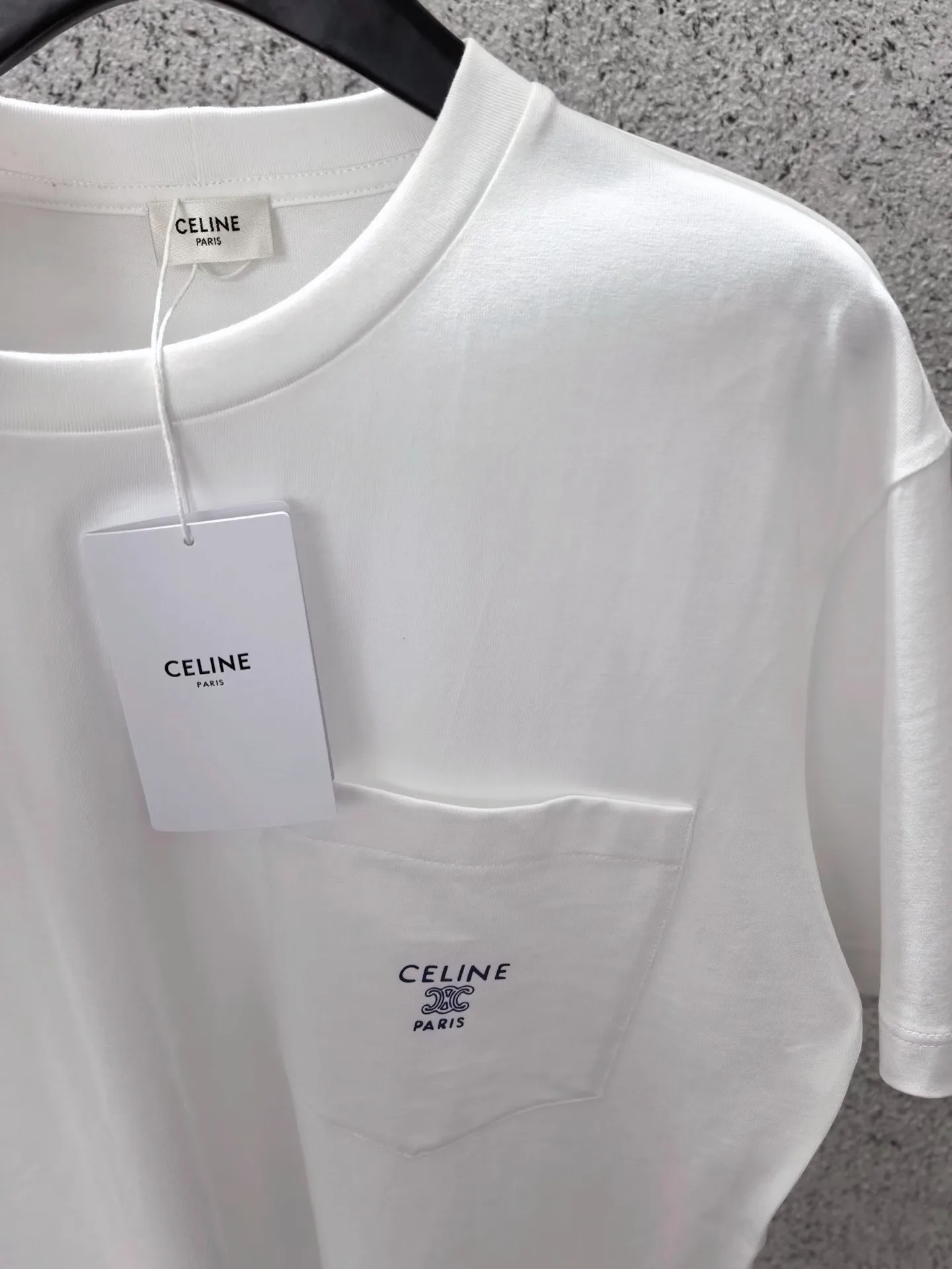 Celine T-Shirt In Cotton Jersey Chest Pocket (White) — 图 3