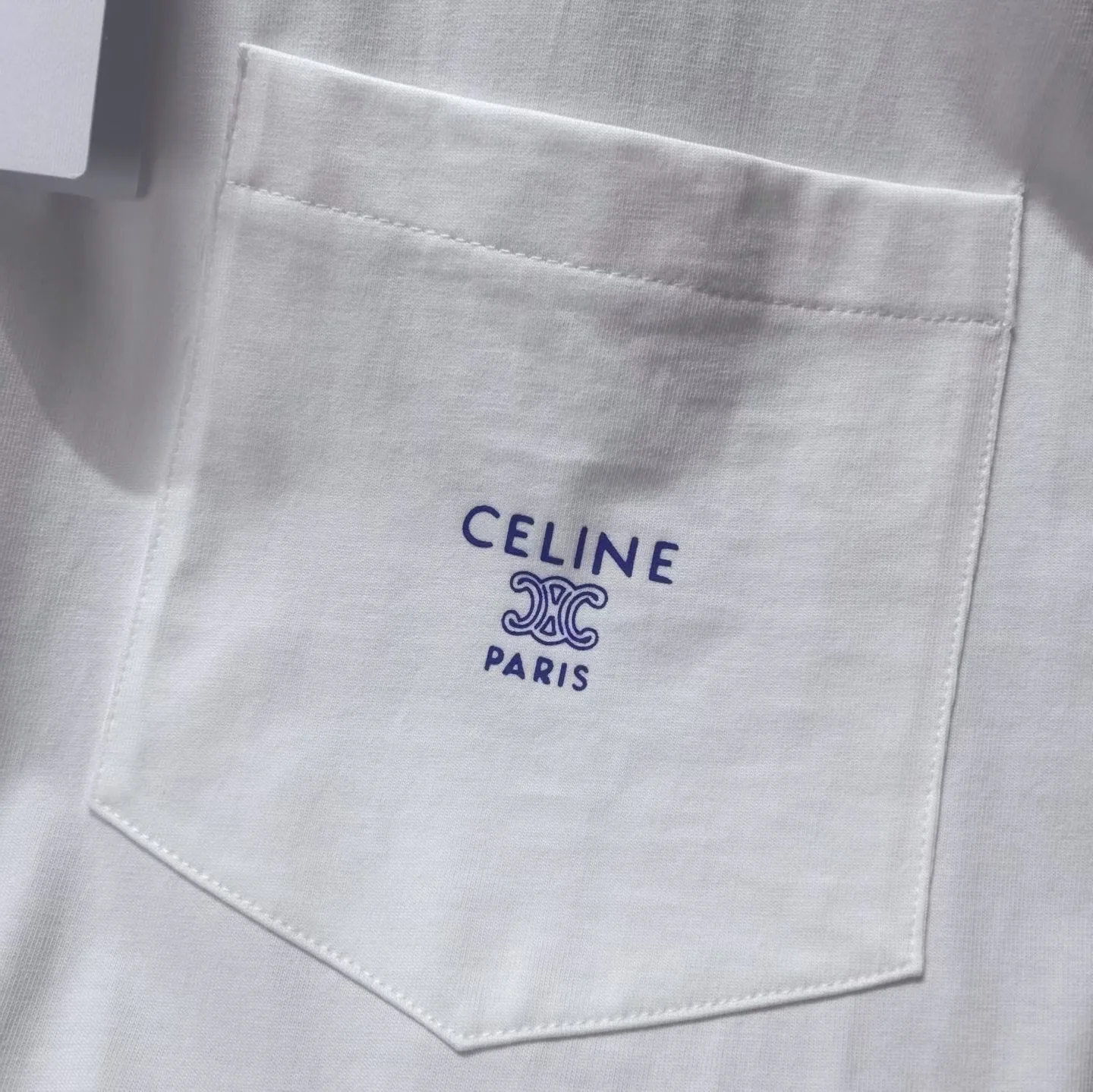 Celine T-Shirt In Cotton Jersey Chest Pocket (White) — 图 5