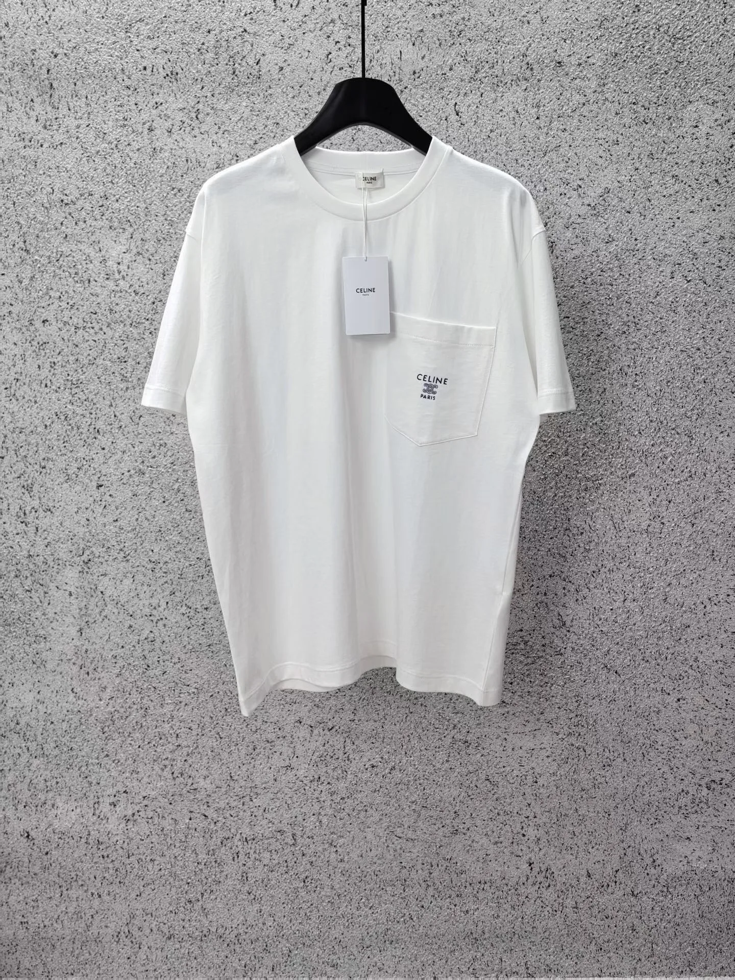Celine T-Shirt In Cotton Jersey Chest Pocket (White)