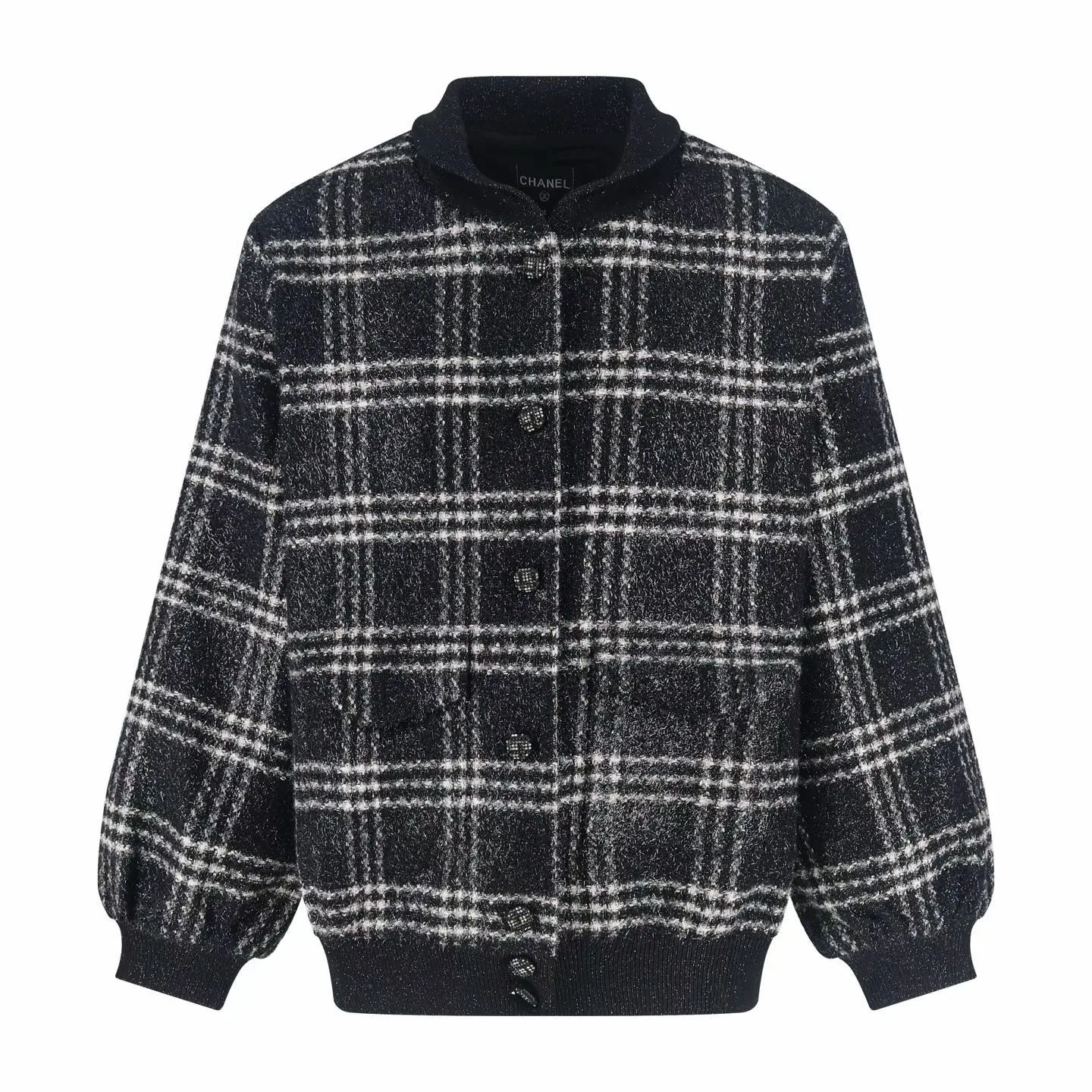 Chanel Plaid Wool Bober Jacket