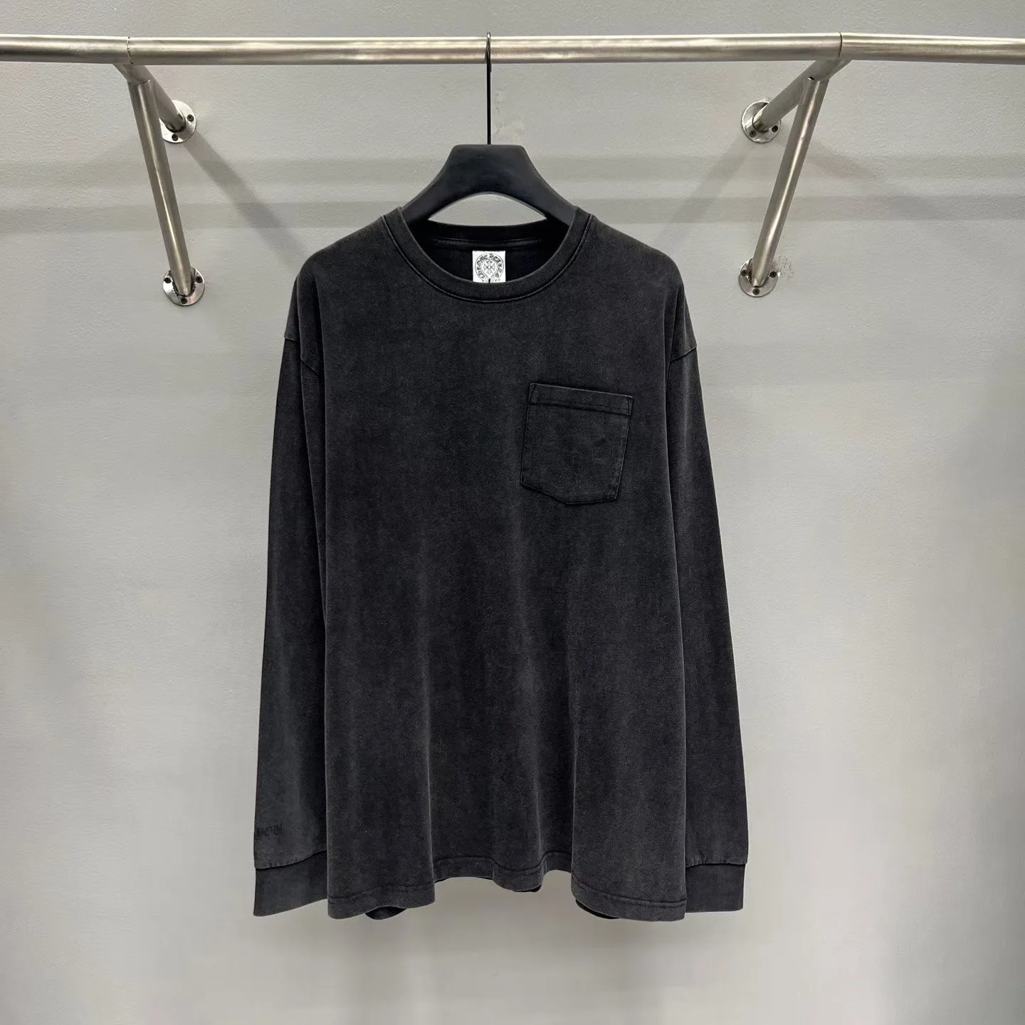 Chrome Hearts Cemetery Long-Sleeve Pocket T-Shirt (Faded Black)