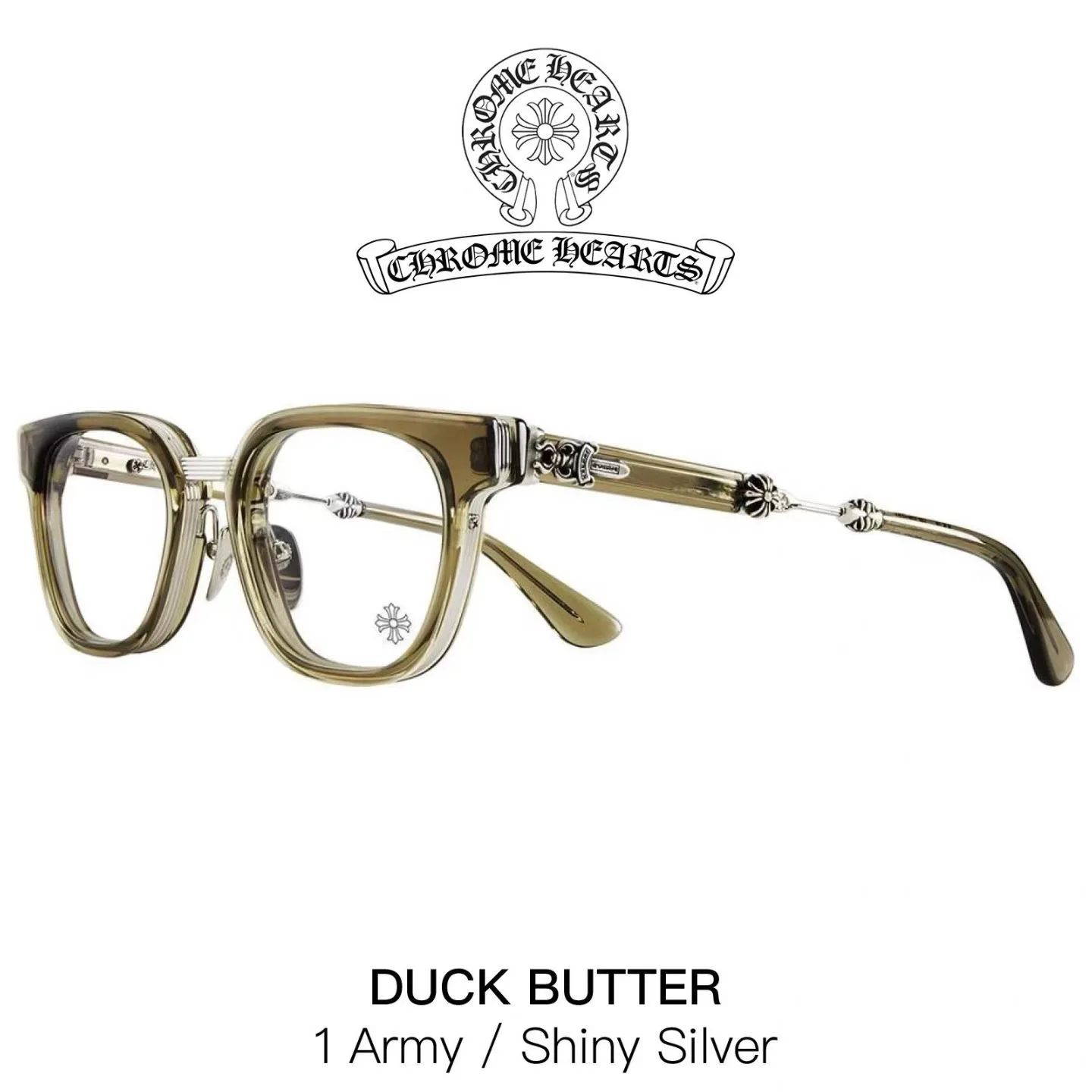 Chrome Hearts "Duck Butter" Army/Silver Glasses