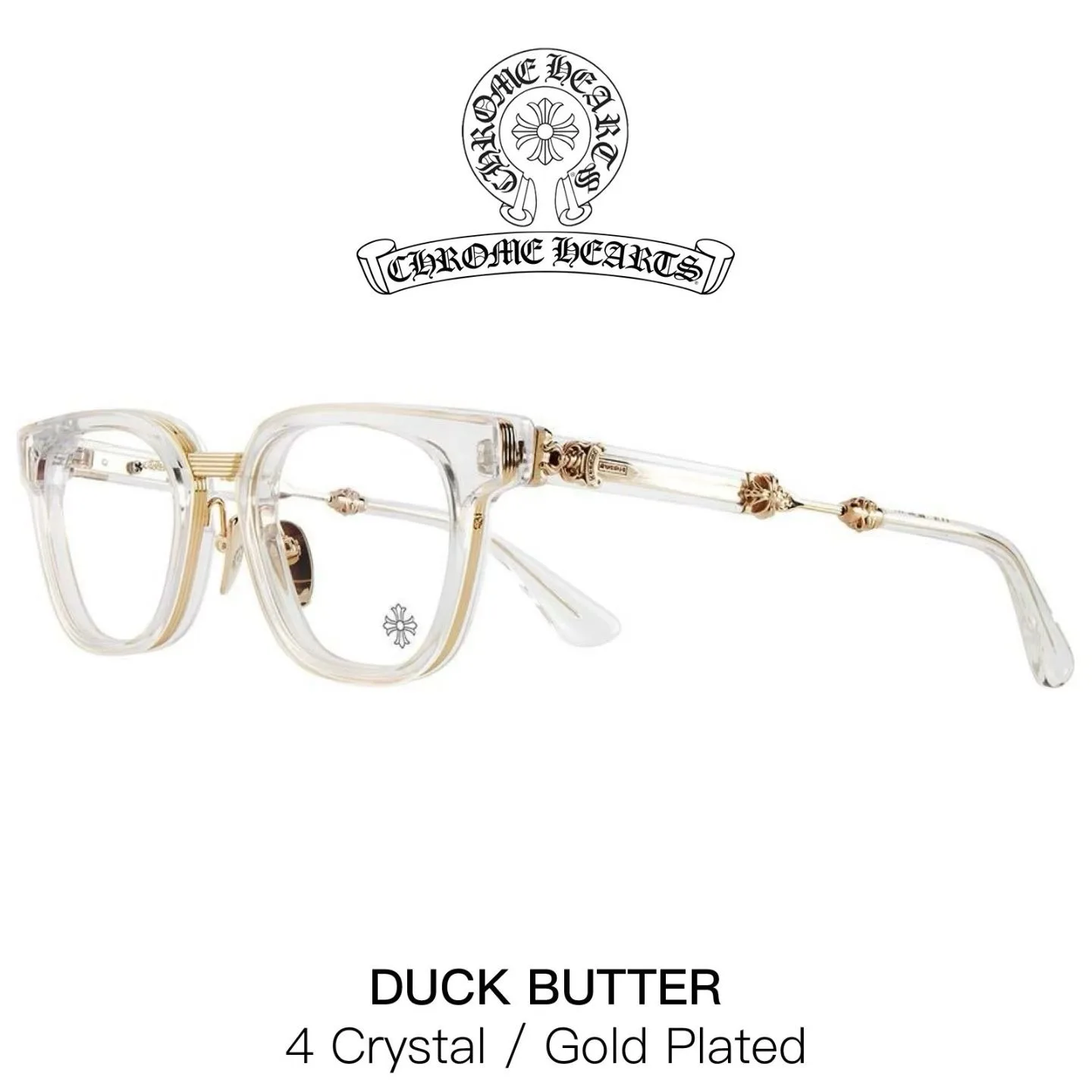 Chrome Hearts "Duck Butter" Crystal/Gold Glasses